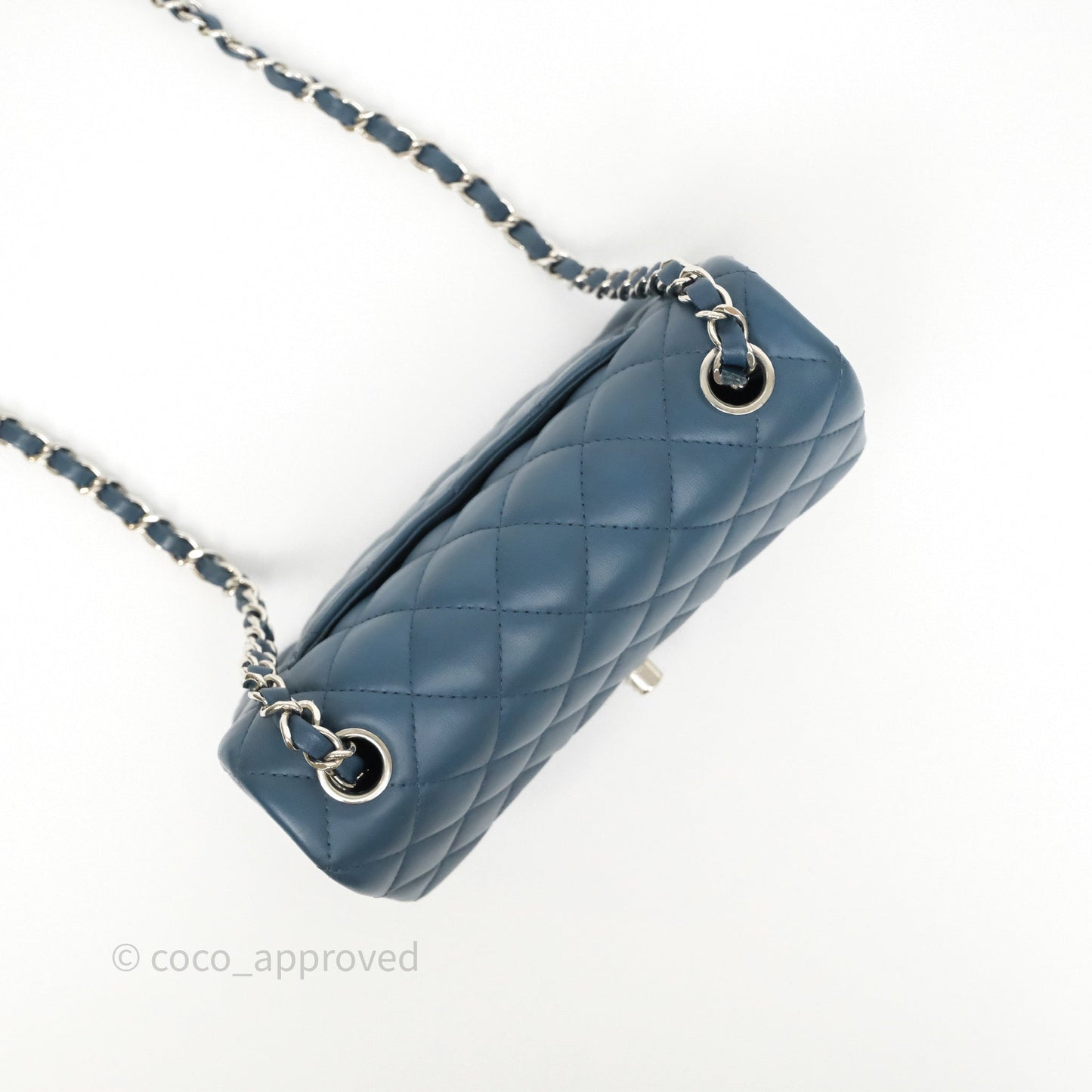 Chanel Quilted Mini Rectangular Navy Lambskin Silver Hardware