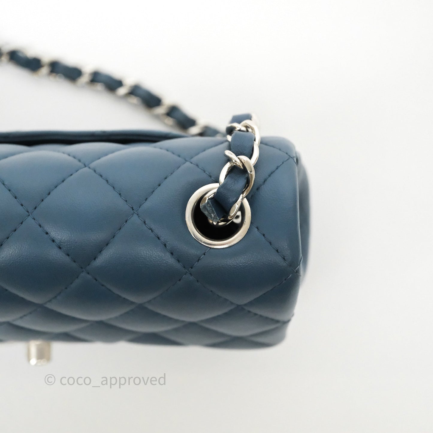 Chanel Quilted Mini Rectangular Navy Lambskin Silver Hardware