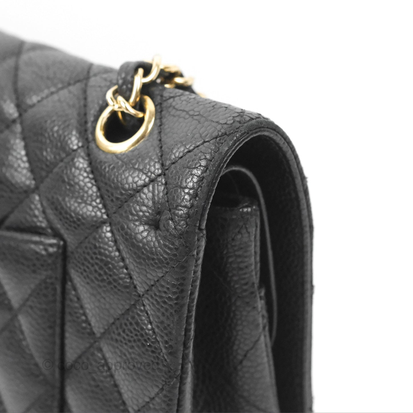 Chanel Classic M/L Medium Flap Quilted Black Caviar Gold Hardware