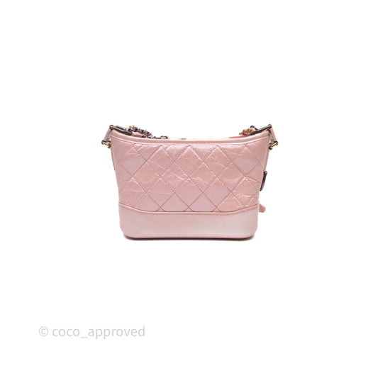 Chanel Small Gabrielle Hobo Iridescent Pink Aged Calfskin Mixed Hardware