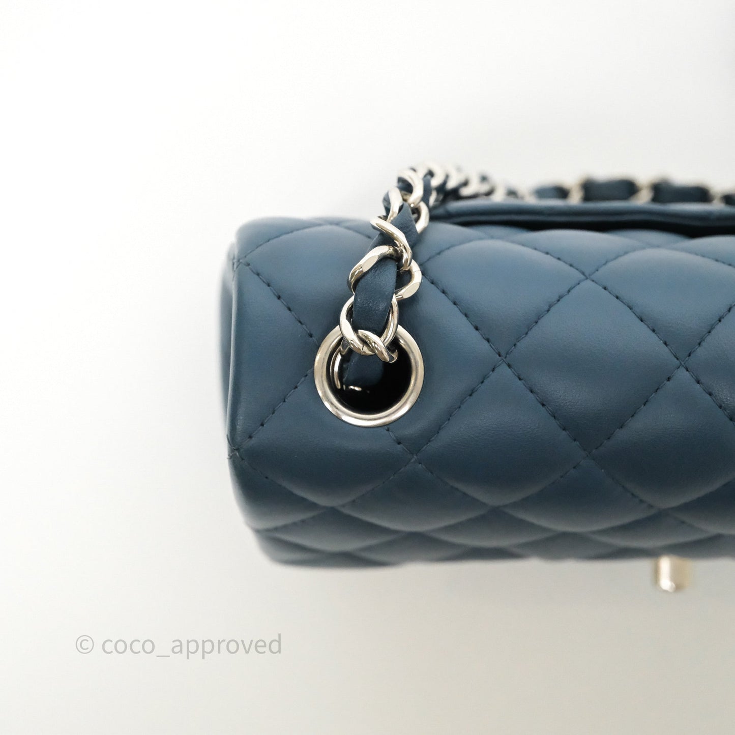 Chanel Quilted Mini Rectangular Navy Lambskin Silver Hardware