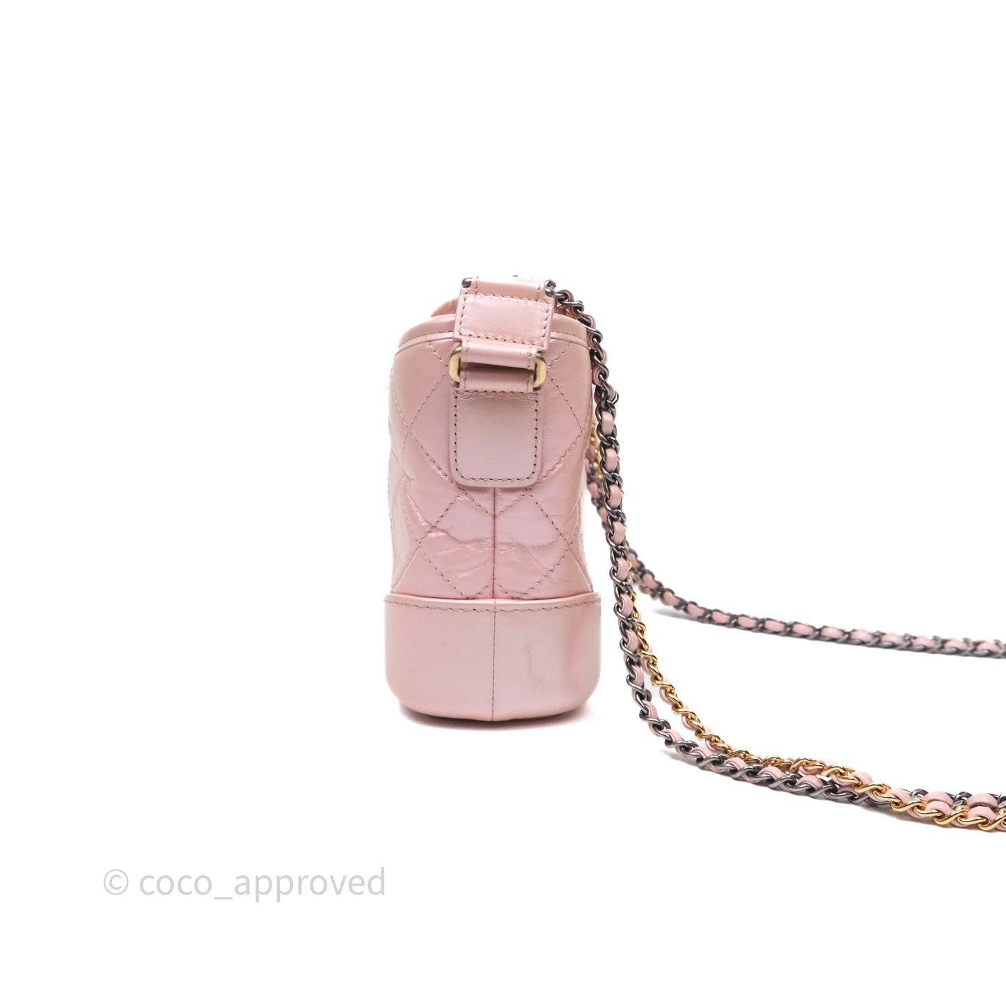 Chanel Small Gabrielle Hobo Iridescent Pink Aged Calfskin Mixed Hardware