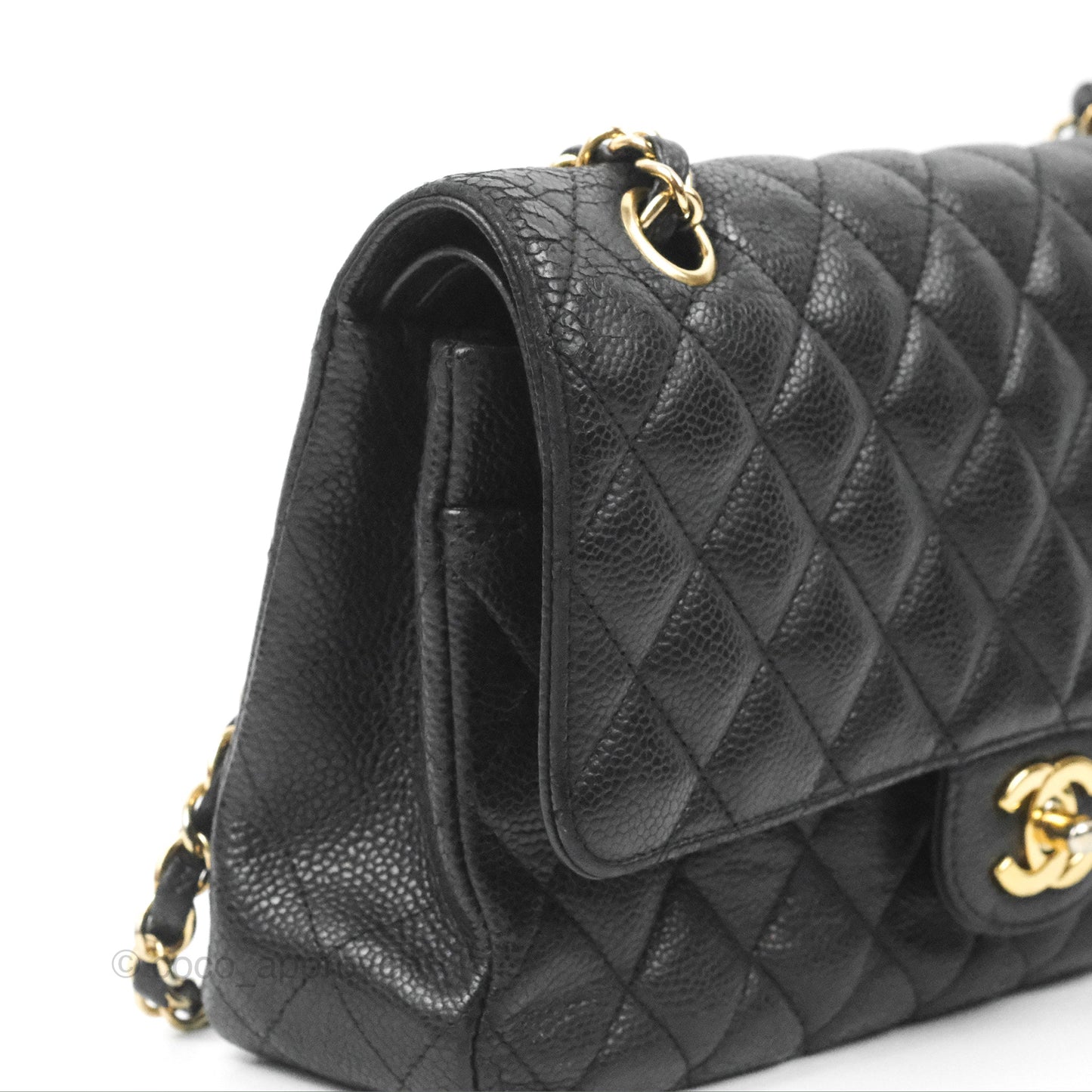 Chanel Classic M/L Medium Flap Quilted Black Caviar Gold Hardware