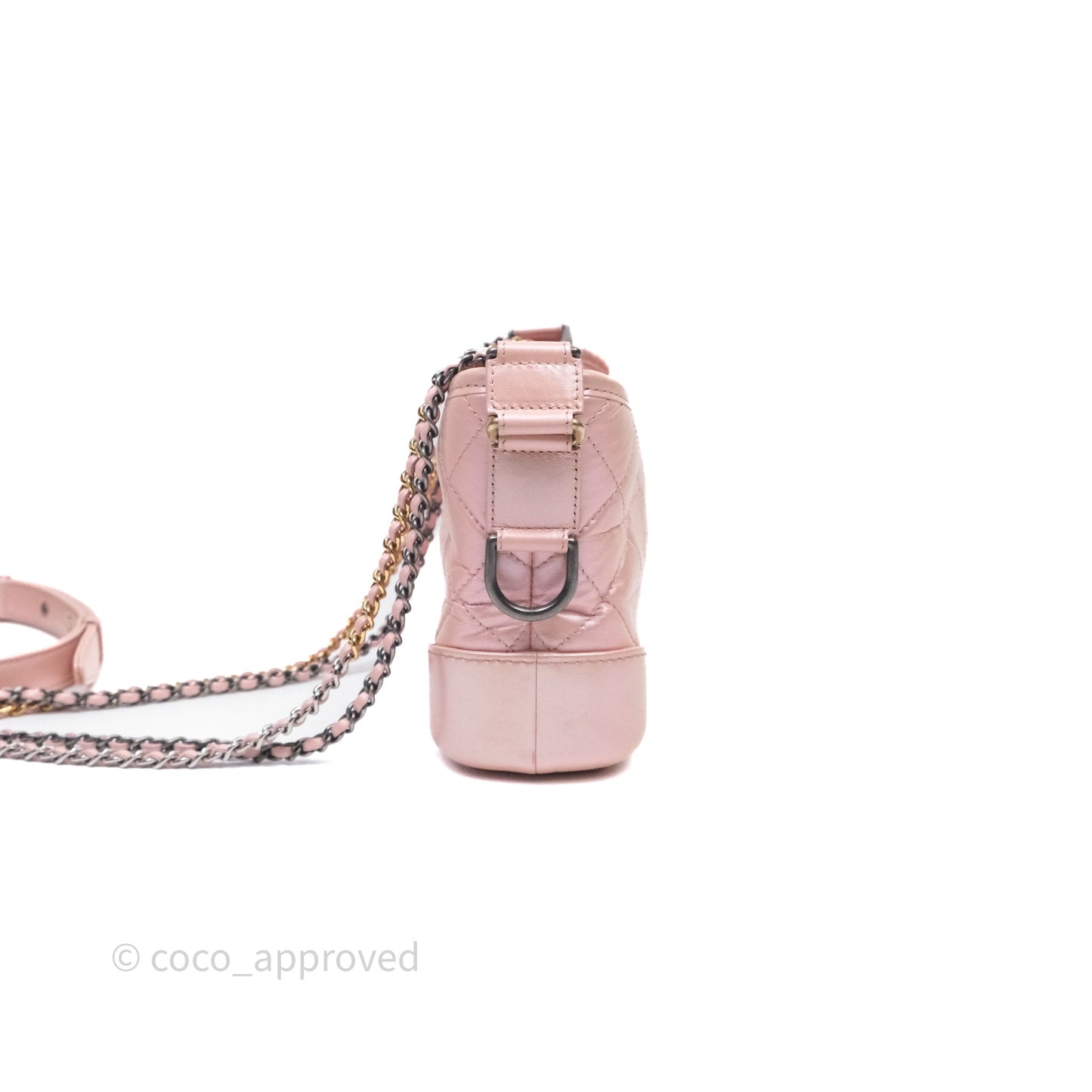 Chanel Small Gabrielle Hobo Iridescent Pink Aged Calfskin Mixed Hardware