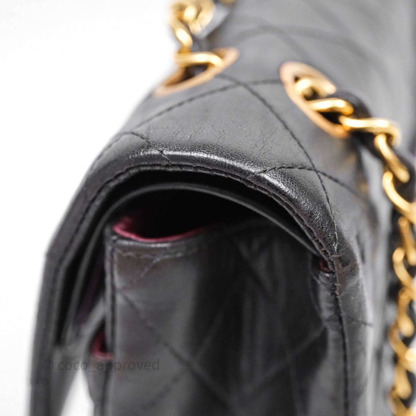 Chanel Classic Vintage Double Flap M/L Black Lambskin Gold Hardware