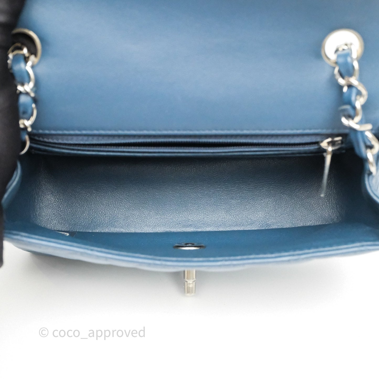 Chanel Quilted Mini Rectangular Navy Lambskin Silver Hardware