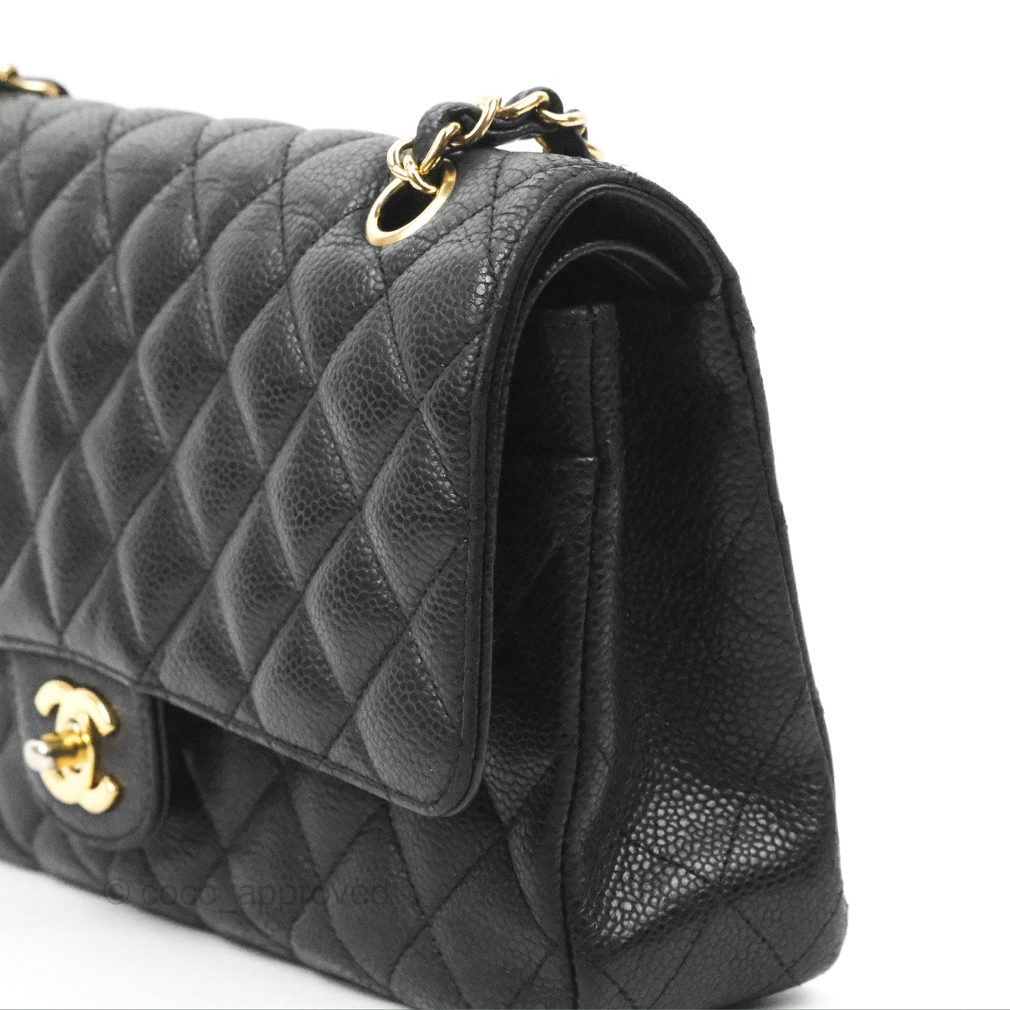 Chanel Classic M/L Medium Flap Quilted Black Caviar Gold Hardware