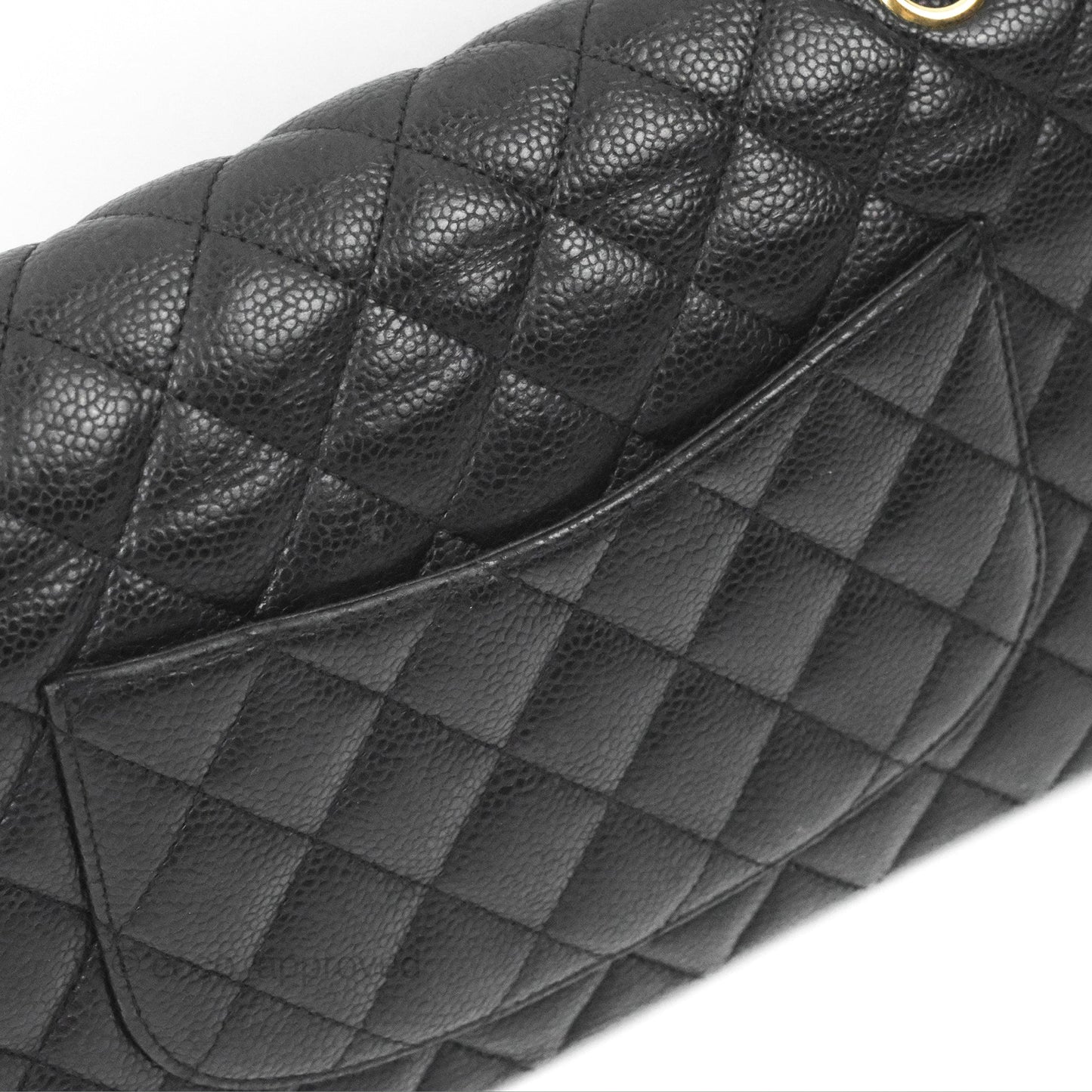Chanel Classic M/L Medium Flap Quilted Black Caviar Gold Hardware