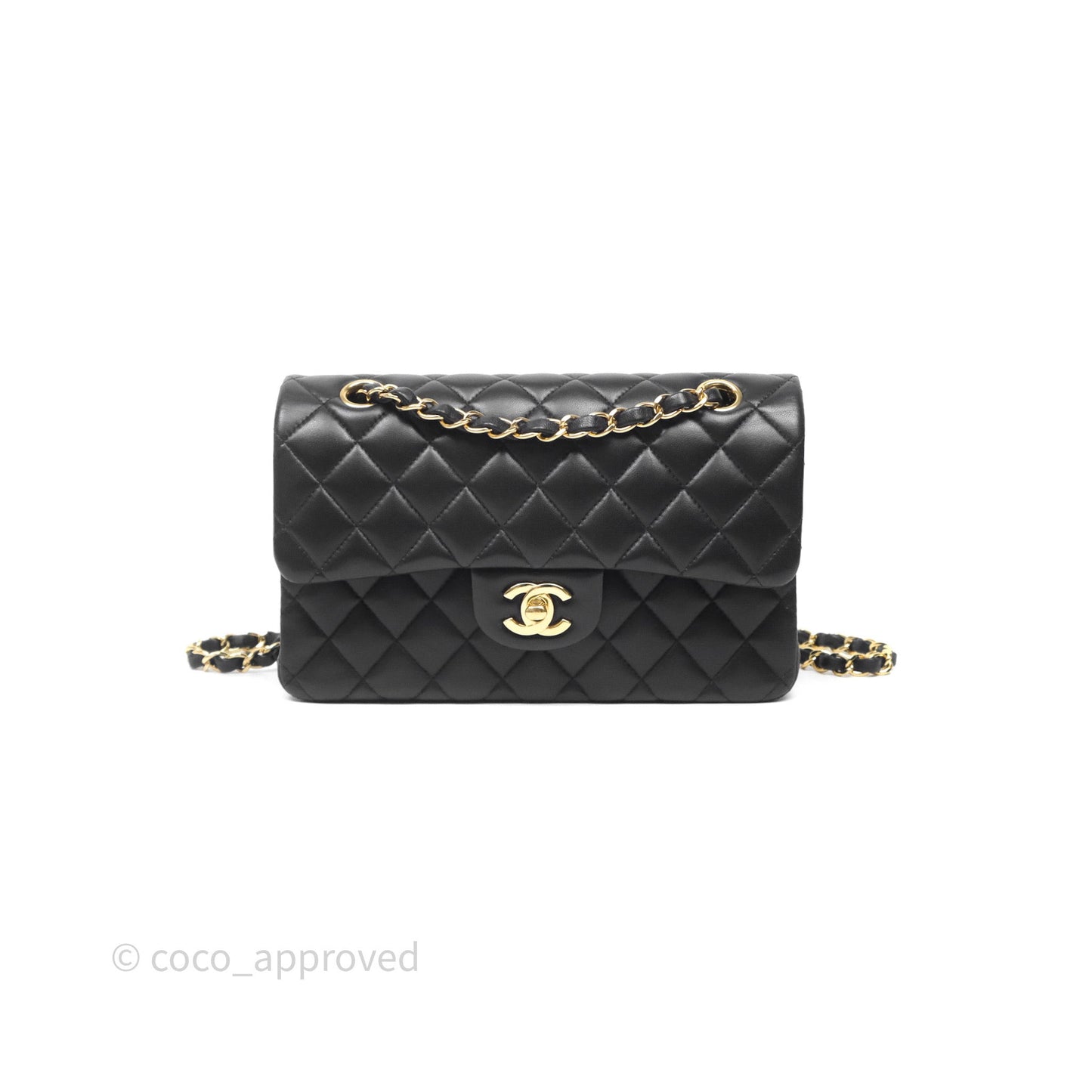 Chanel Small Classic Flap Quilted Black Lambskin Gold Hardware