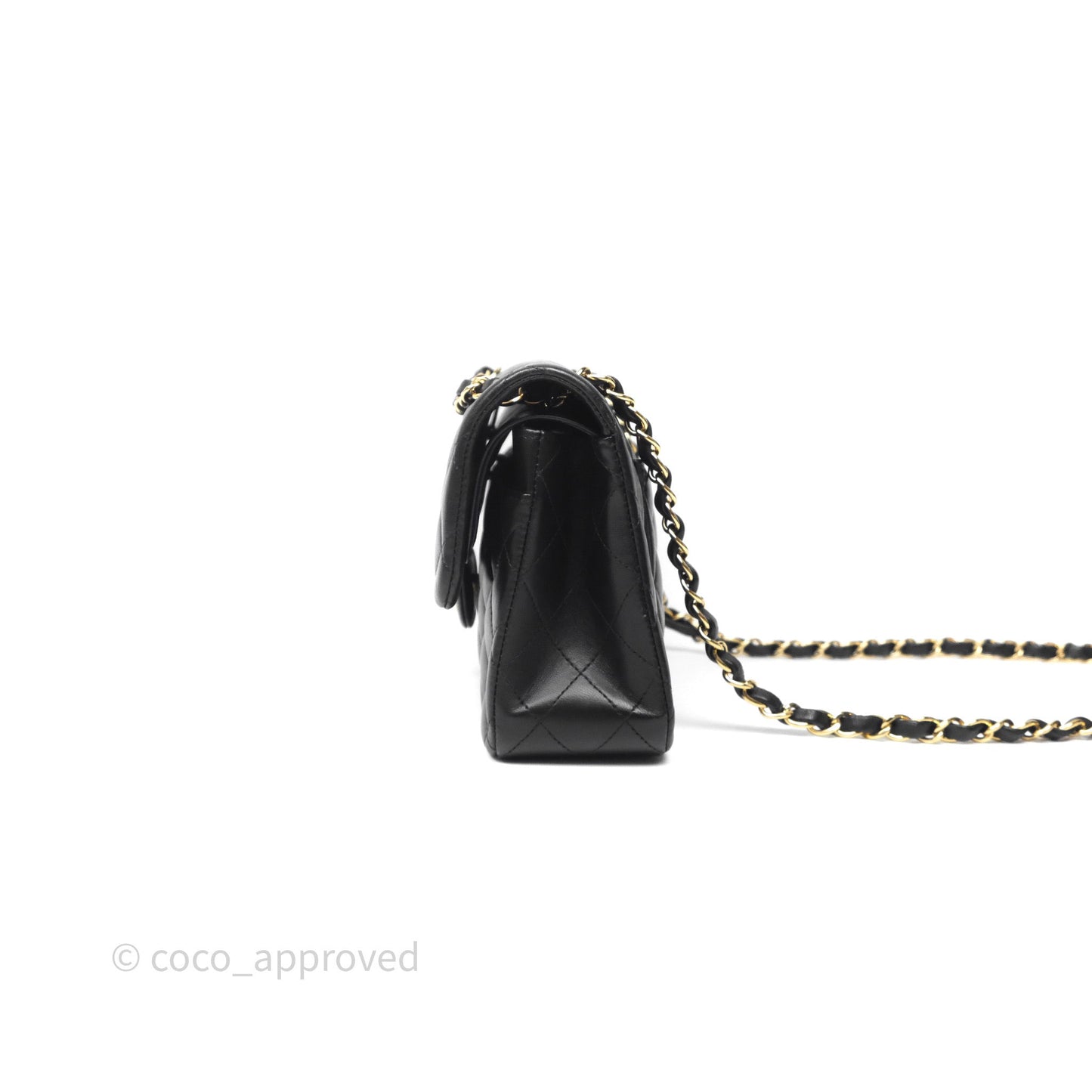 Chanel Small Classic Flap Quilted Black Lambskin Gold Hardware