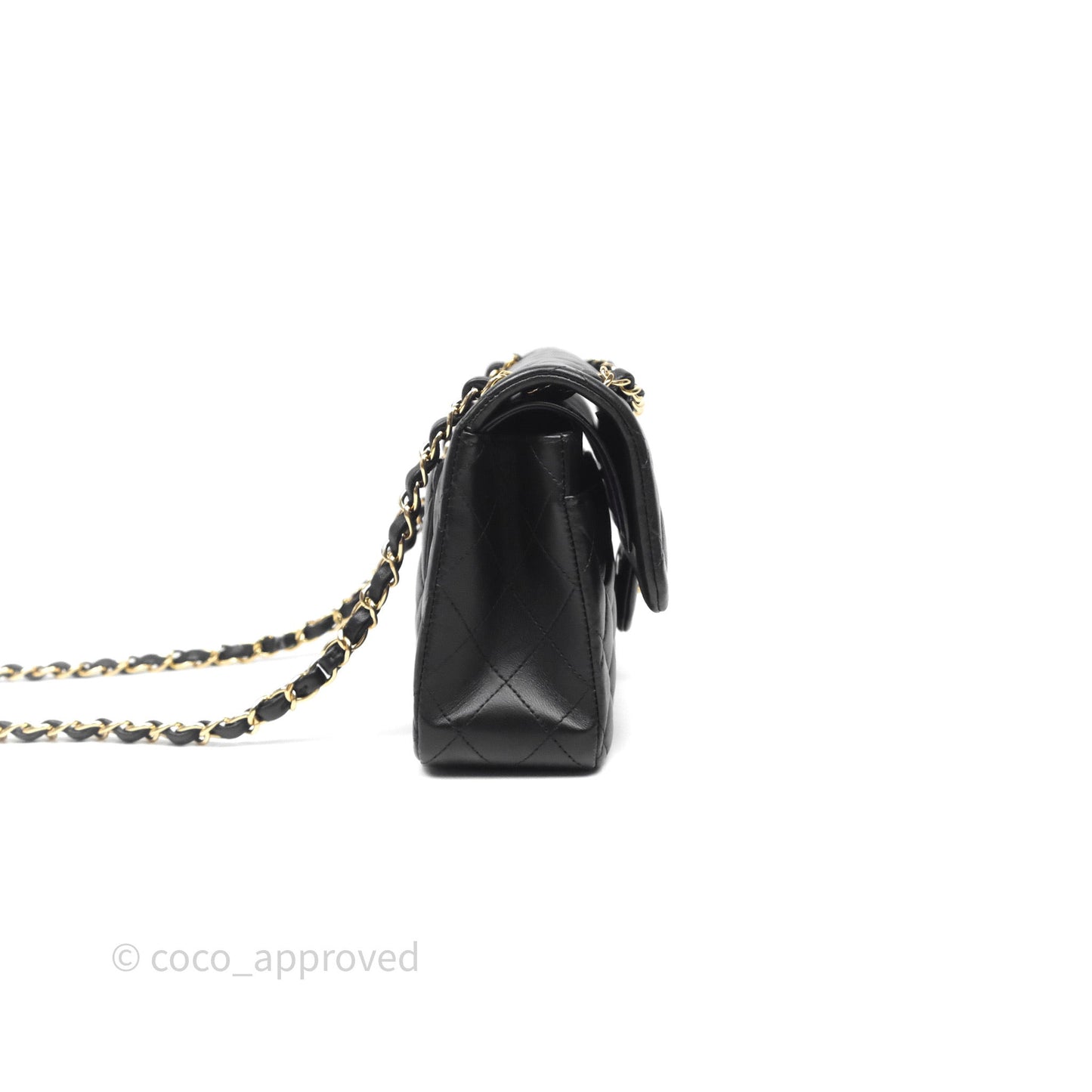 Chanel Small Classic Flap Quilted Black Lambskin Gold Hardware