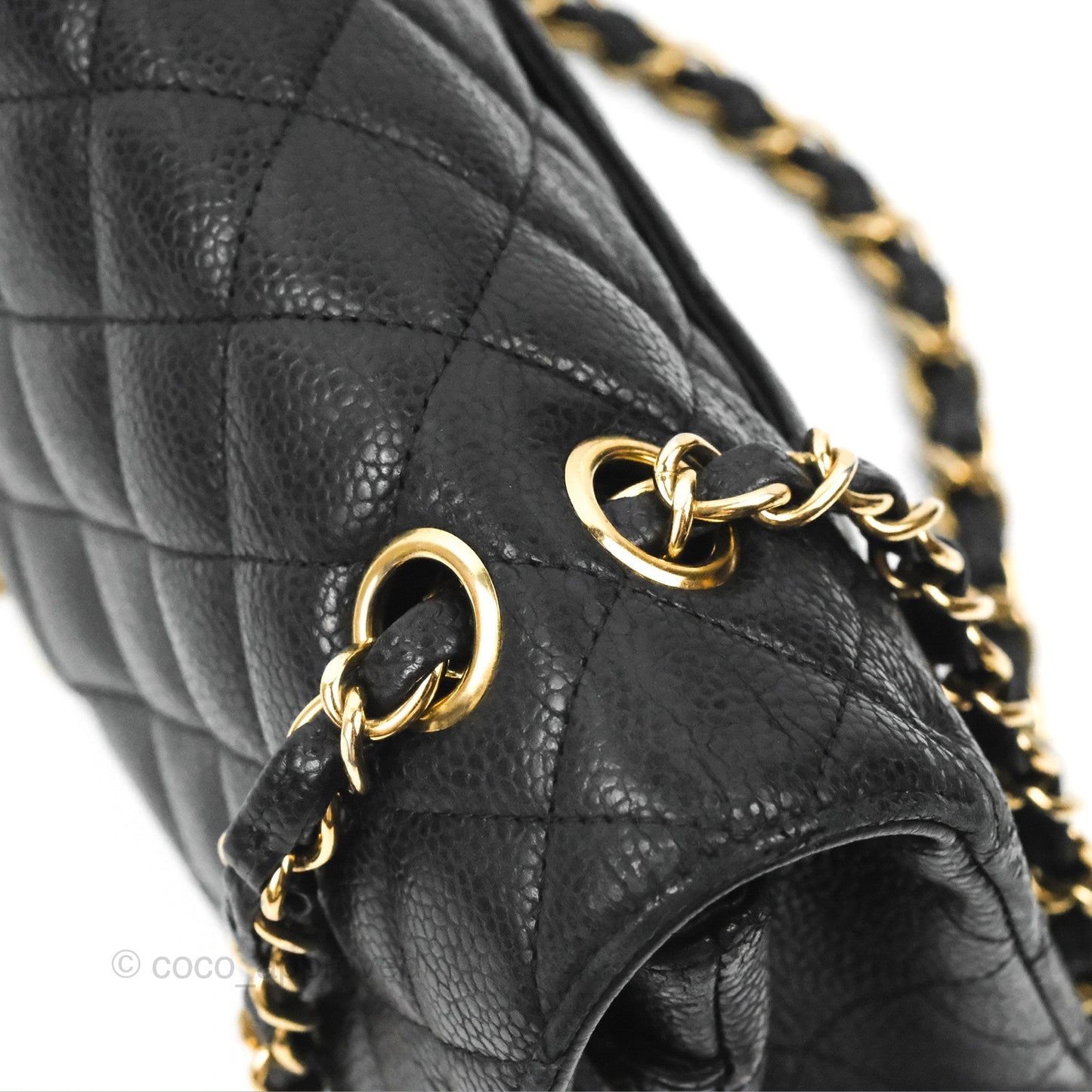 Chanel Classic M/L Medium Flap Quilted Black Caviar Gold Hardware