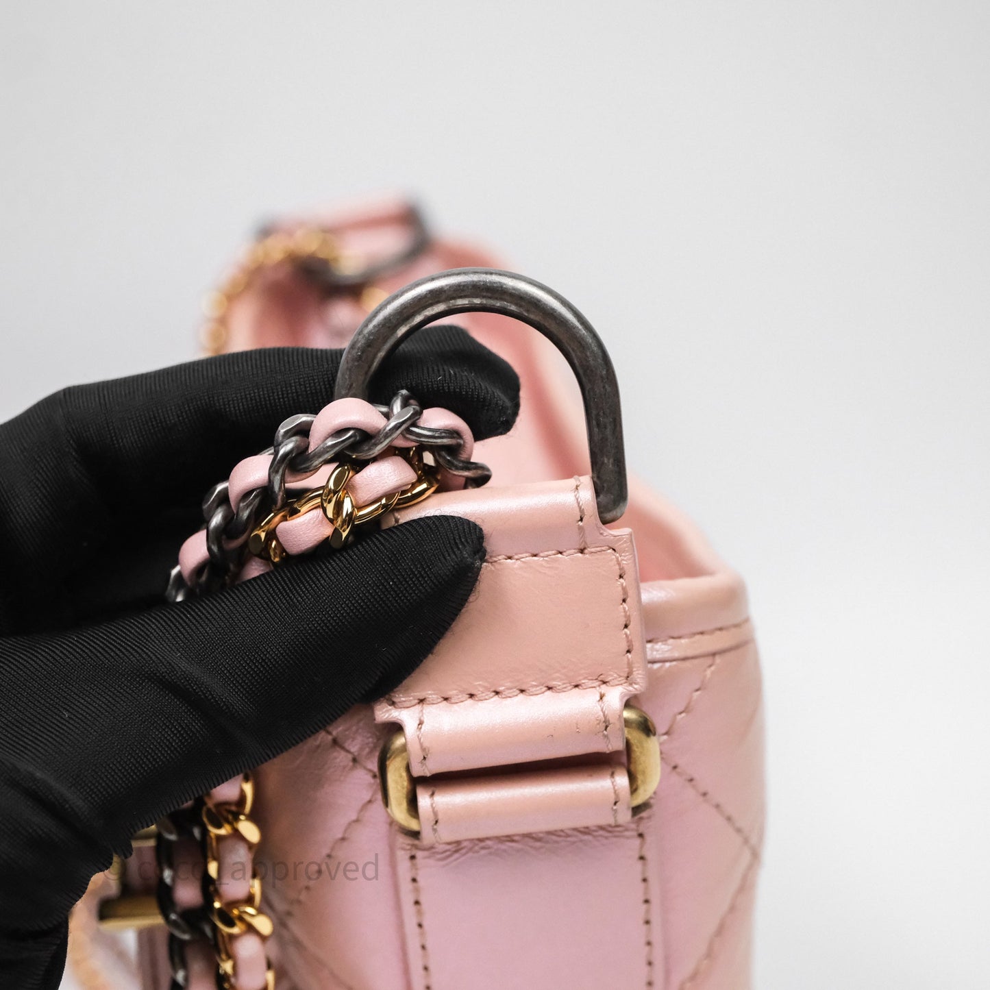 Chanel Small Gabrielle Hobo Iridescent Pink Aged Calfskin Mixed Hardware