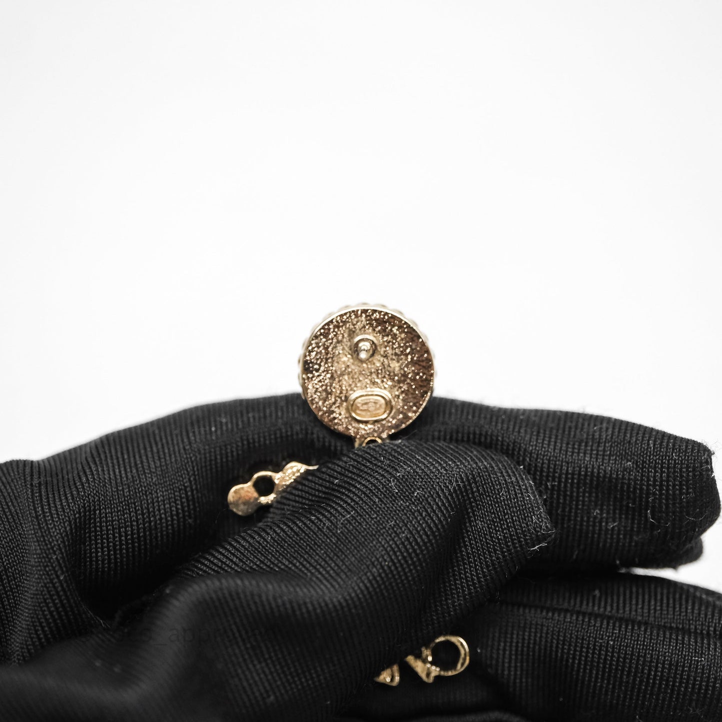 Chanel Round Pearl CC Logo Drop Earrings Gold Tone 22P