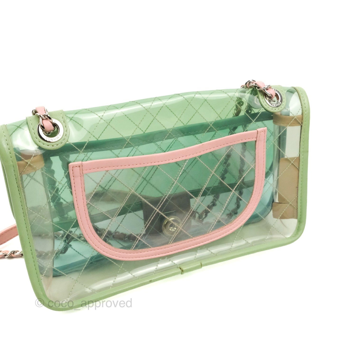Chanel Coco Splash PVC Medium Flap Bag Blue/Green/Pink Silver Hardware