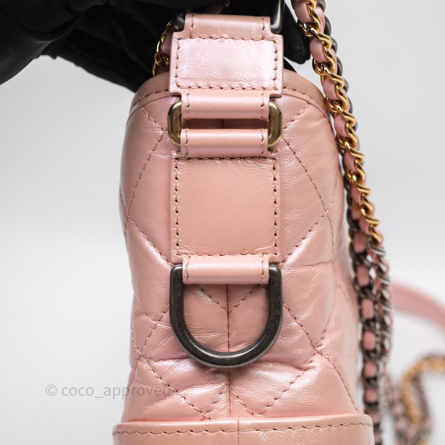 Chanel Small Gabrielle Hobo Iridescent Pink Aged Calfskin Mixed Hardware