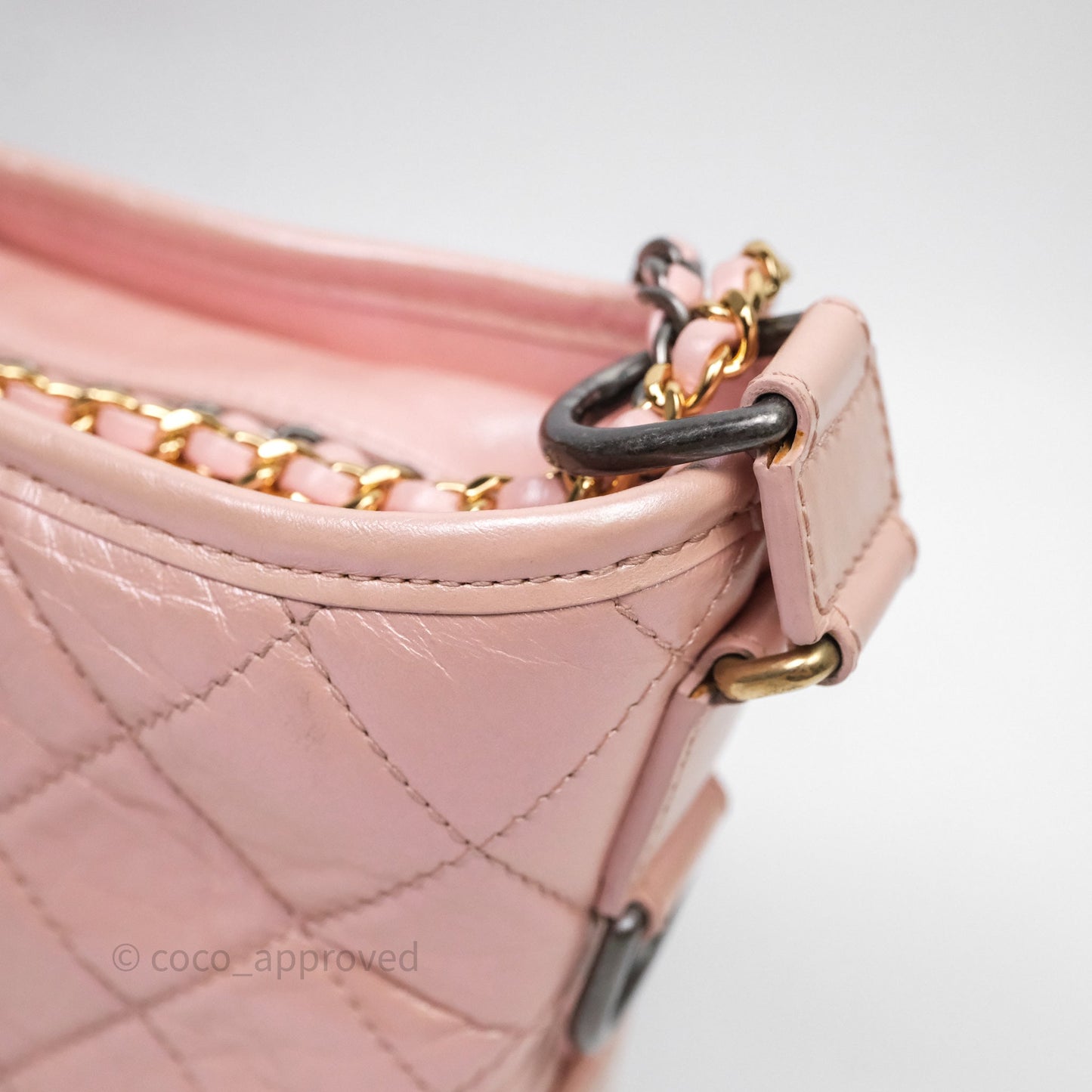 Chanel Small Gabrielle Hobo Iridescent Pink Aged Calfskin Mixed Hardware