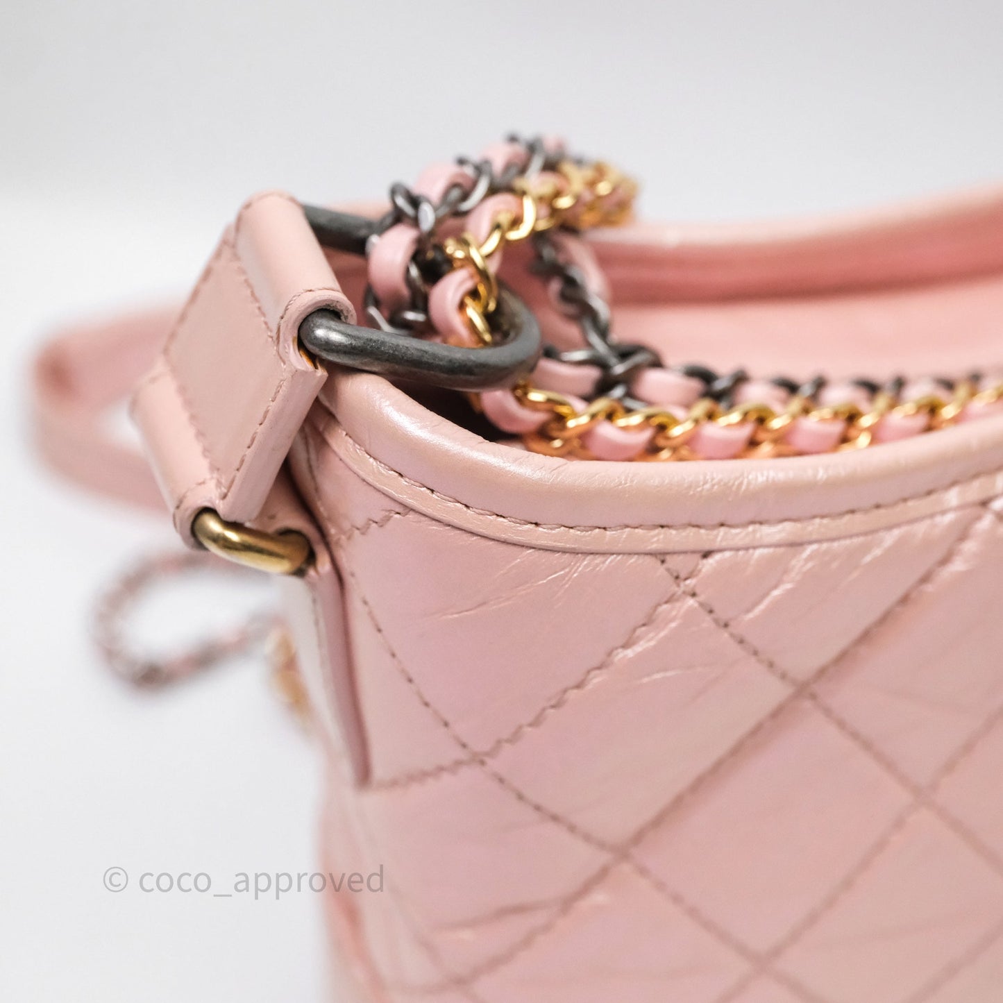 Chanel Small Gabrielle Hobo Iridescent Pink Aged Calfskin Mixed Hardware