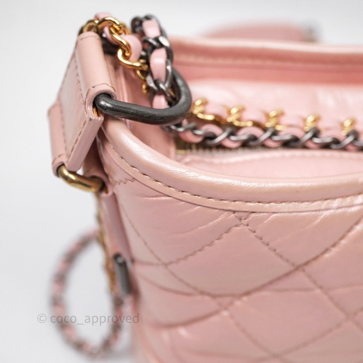 Chanel Small Gabrielle Hobo Iridescent Pink Aged Calfskin Mixed Hardware