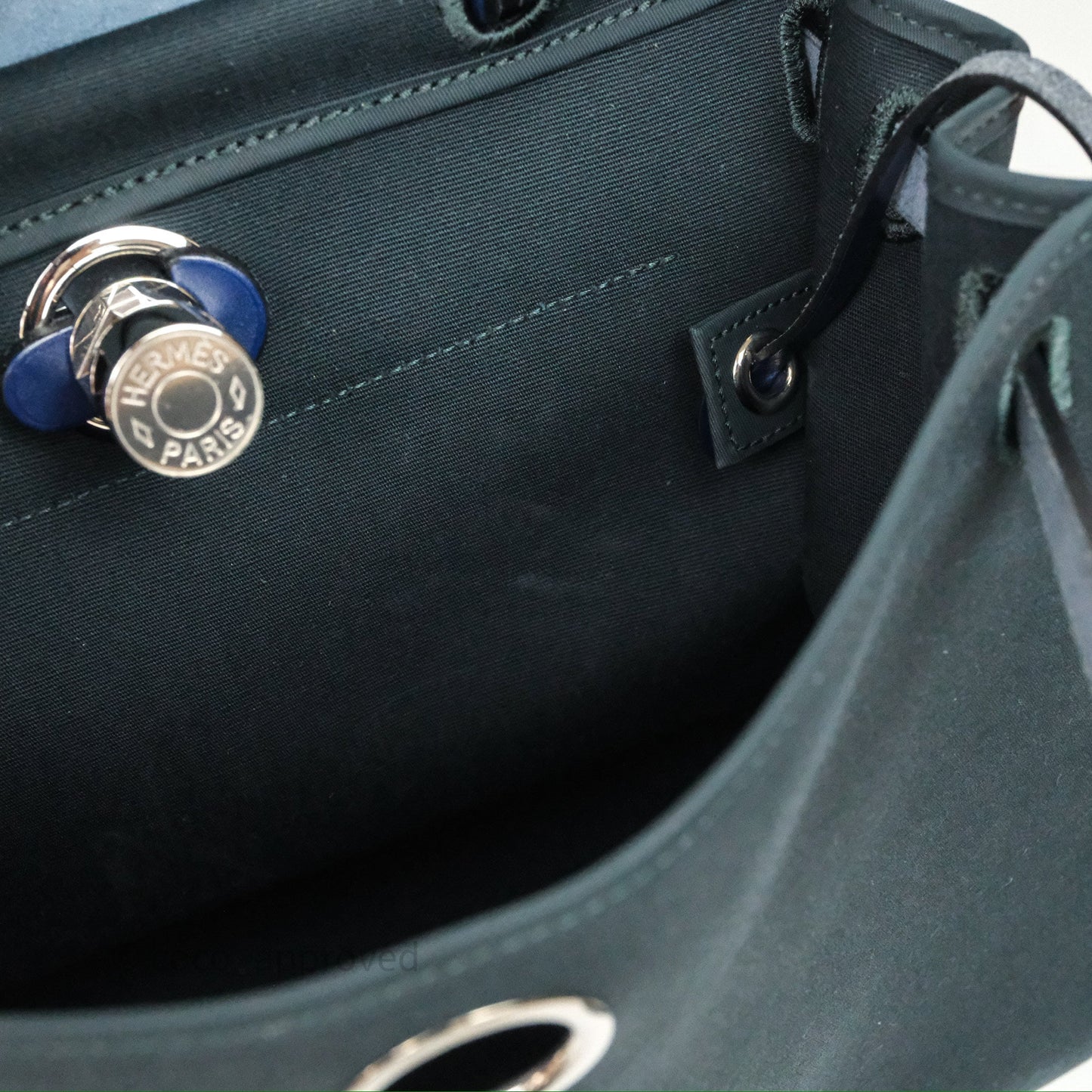 Hermes Herbag 31 Vert Cypres 6O/ Bleu Saphir 73 Palladium Hardware