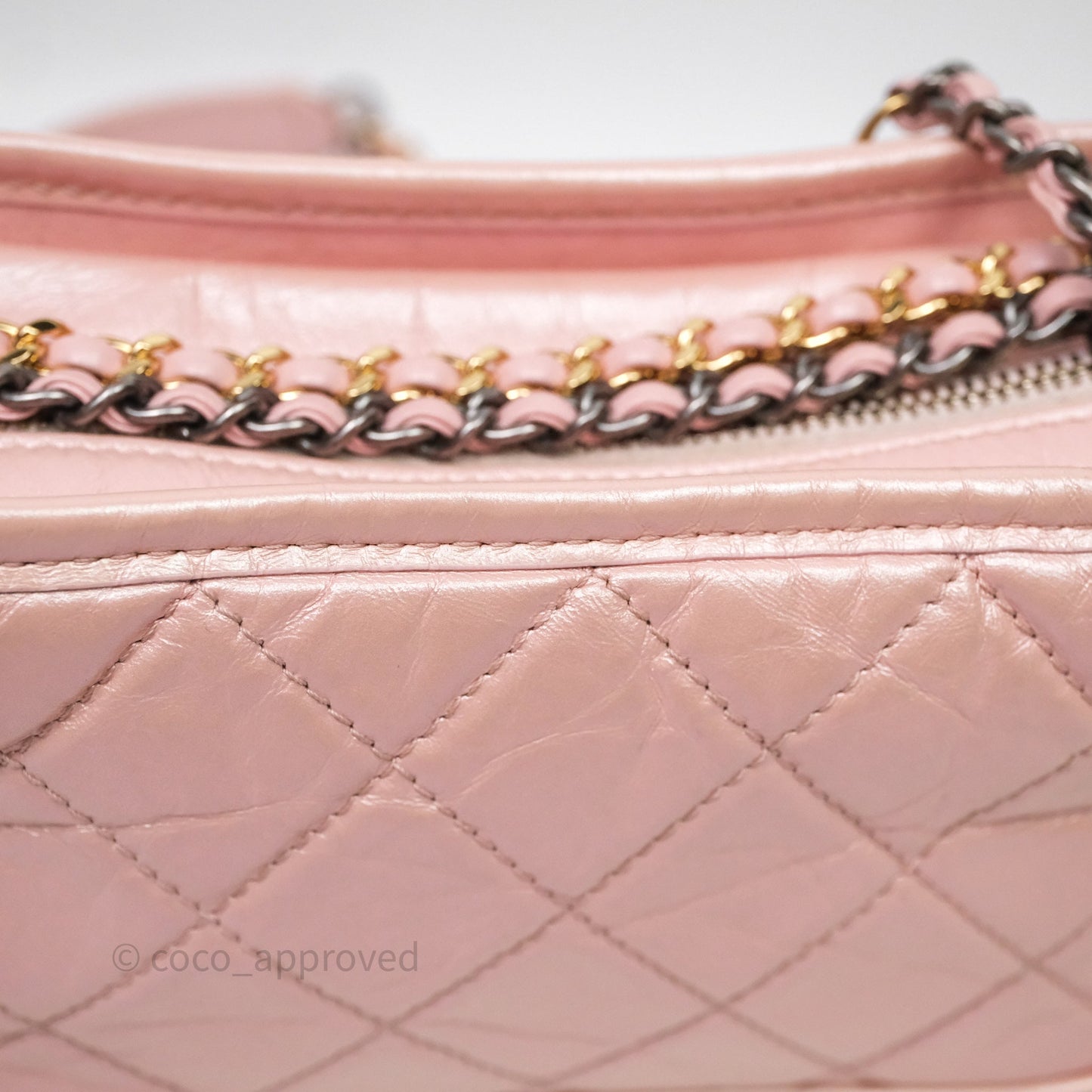 Chanel Small Gabrielle Hobo Iridescent Pink Aged Calfskin Mixed Hardware