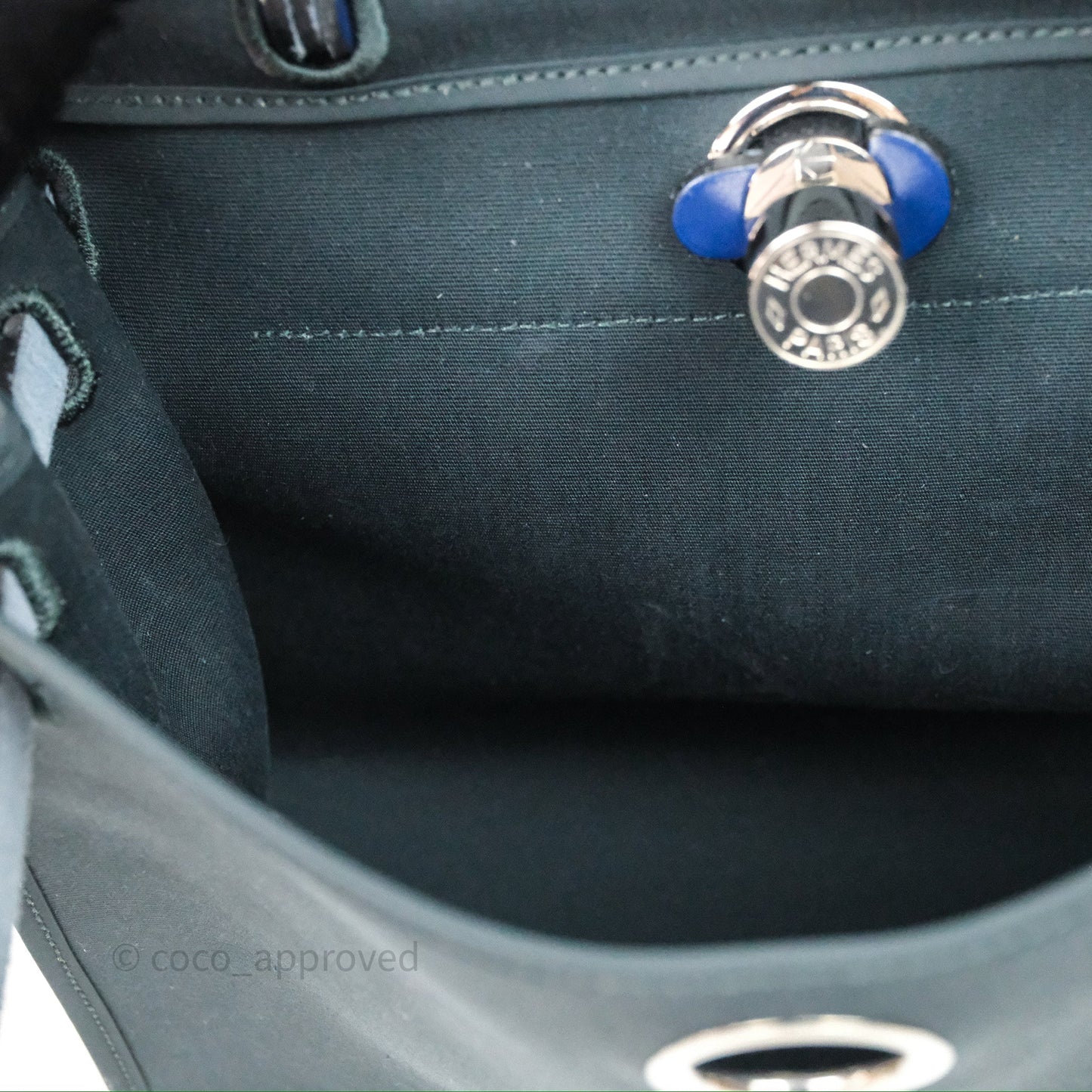 Hermes Herbag 31 Vert Cypres 6O/ Bleu Saphir 73 Palladium Hardware