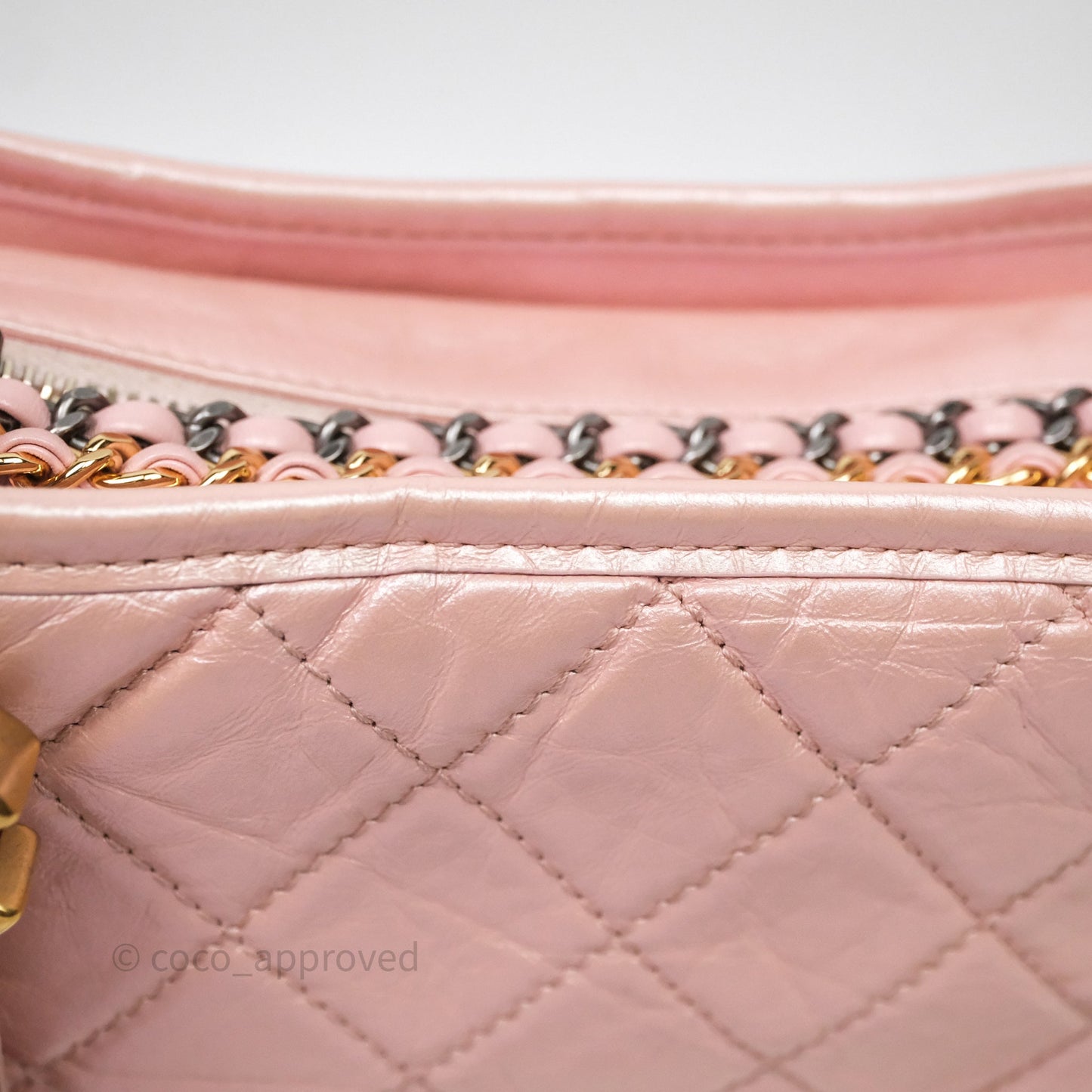 Chanel Small Gabrielle Hobo Iridescent Pink Aged Calfskin Mixed Hardware