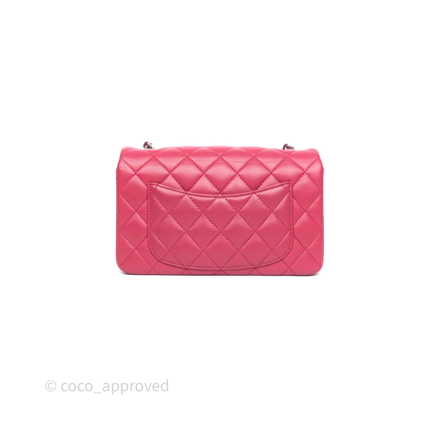 Chanel Quilted Mini Rectangular Dark Pink Lambskin Silver Hardware