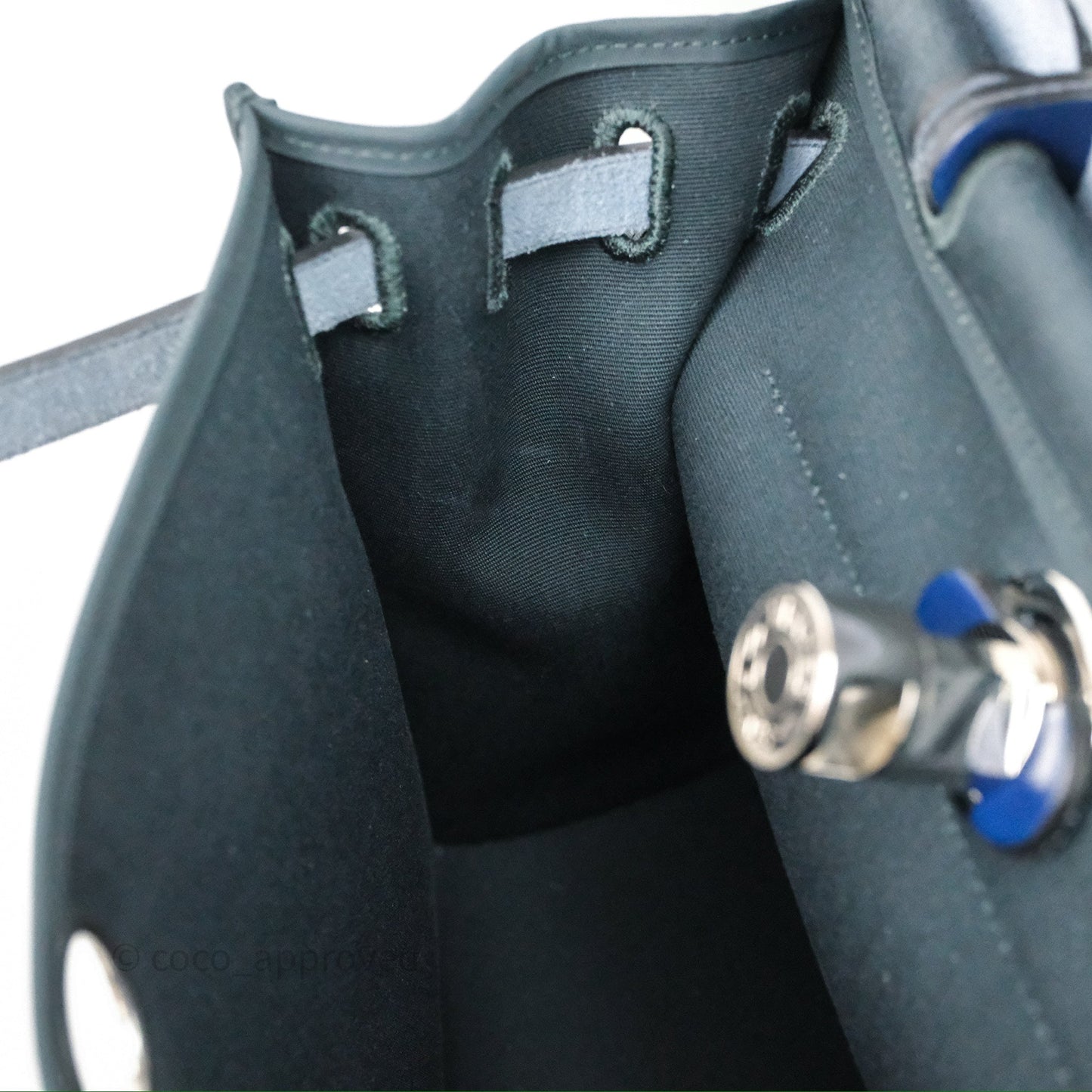 Hermes Herbag 31 Vert Cypres 6O/ Bleu Saphir 73 Palladium Hardware