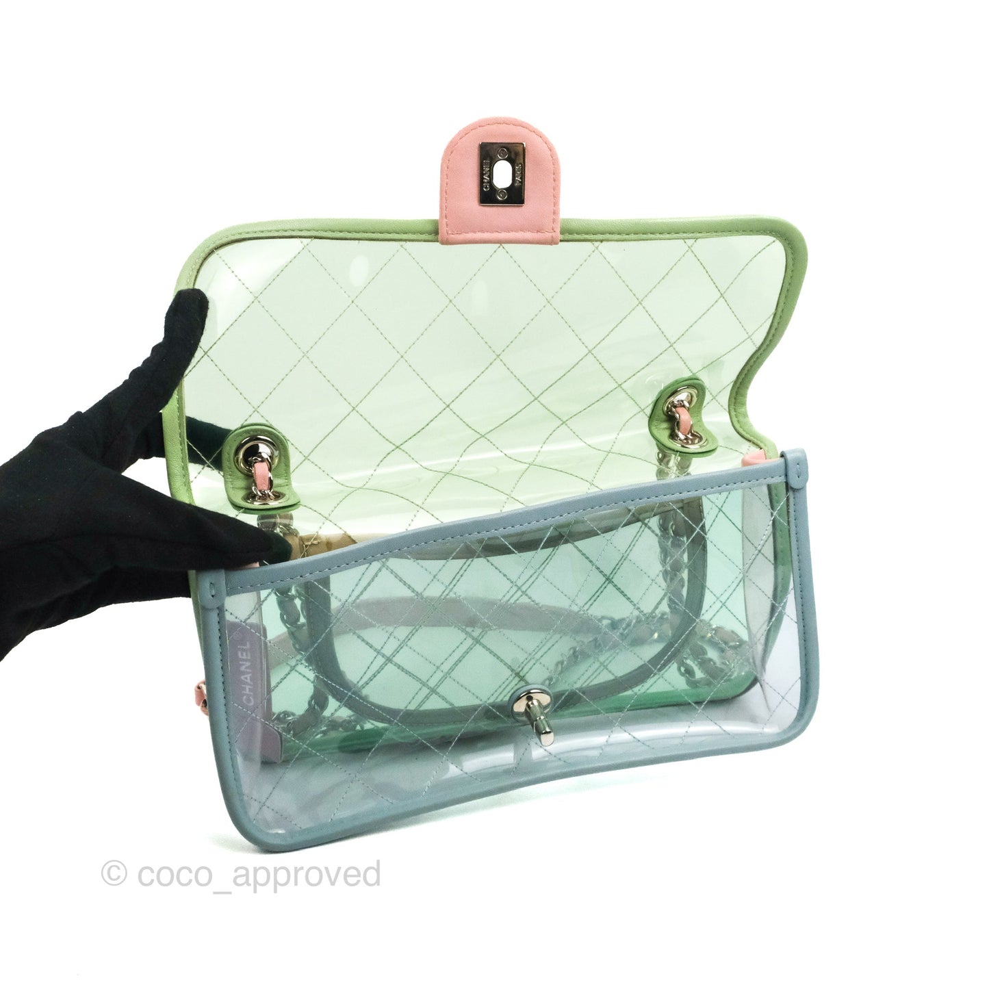 Chanel Coco Splash PVC Medium Flap Bag Blue/Green/Pink Silver Hardware