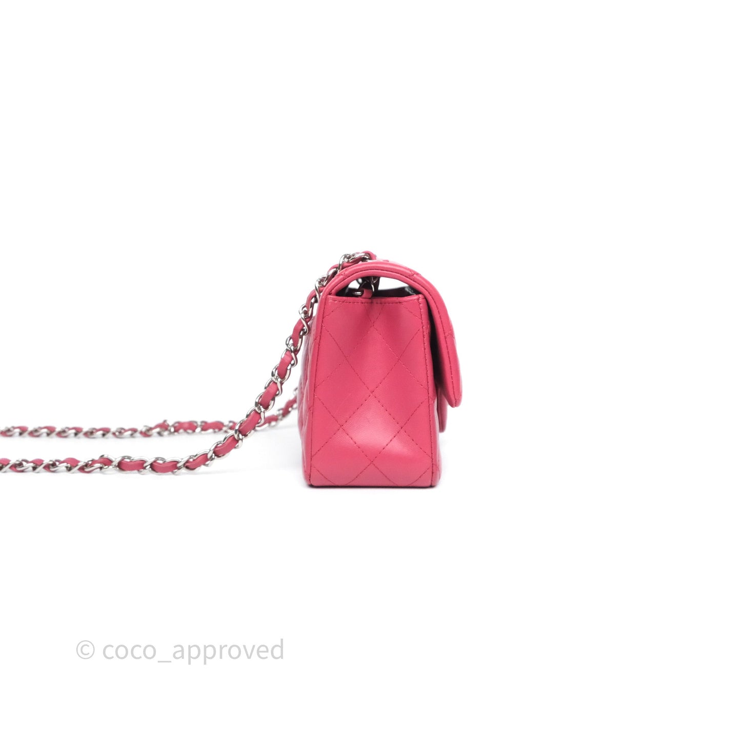 Chanel Quilted Mini Rectangular Dark Pink Lambskin Silver Hardware