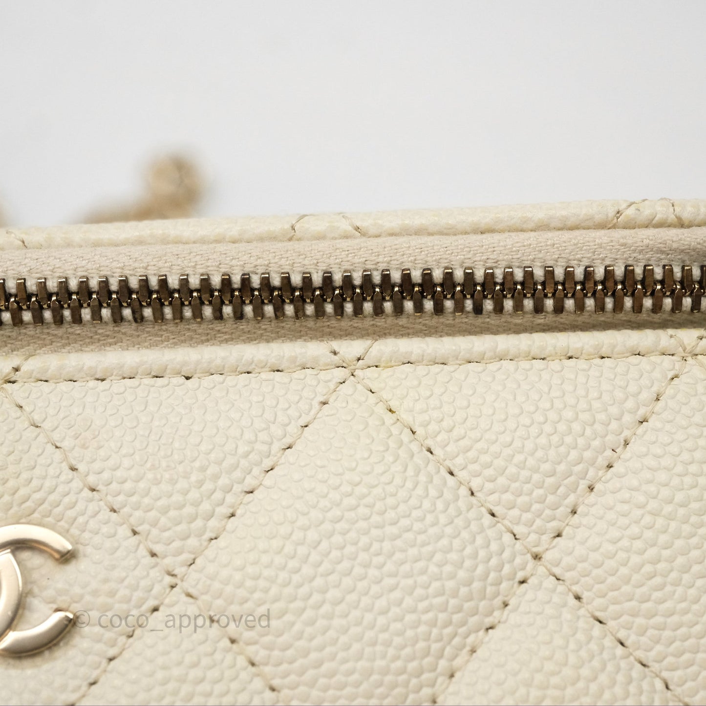 Chanel Vanity with Chain Ivory Cream Caviar Gold Hardware