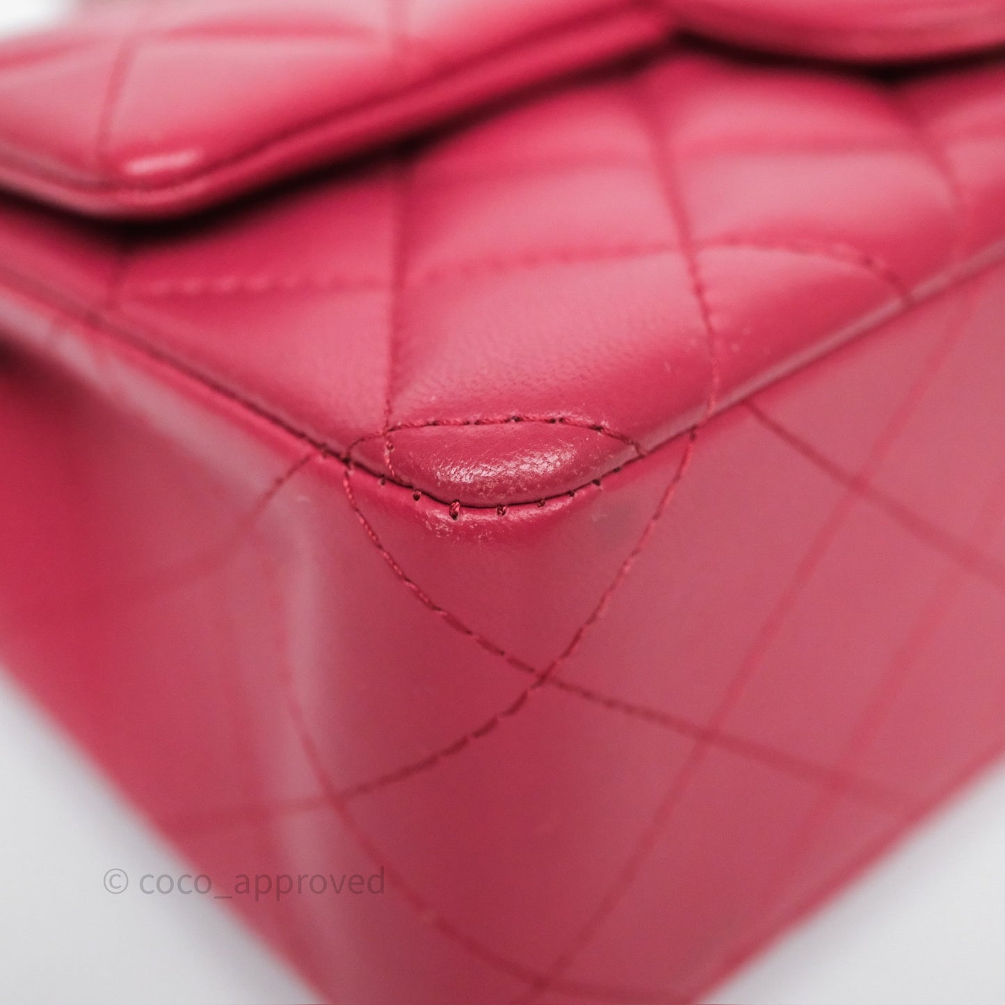 Chanel Quilted Mini Rectangular Dark Pink Lambskin Silver Hardware