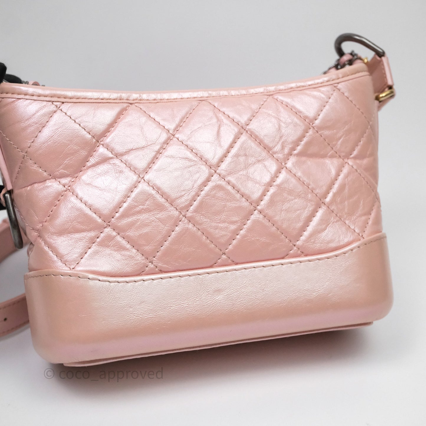Chanel Small Gabrielle Hobo Iridescent Pink Aged Calfskin Mixed Hardware