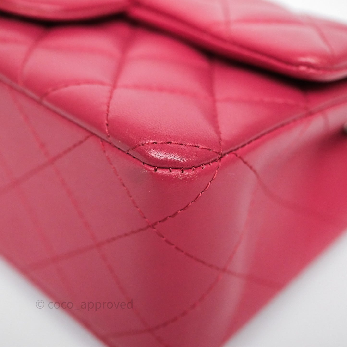 Chanel Quilted Mini Rectangular Dark Pink Lambskin Silver Hardware