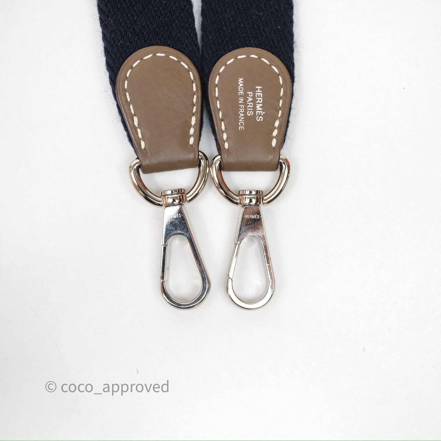 Hermès Mini Evelyne 16 Etoupe 18 Clemence Palladium Hardware with Bleu Indigo Strap