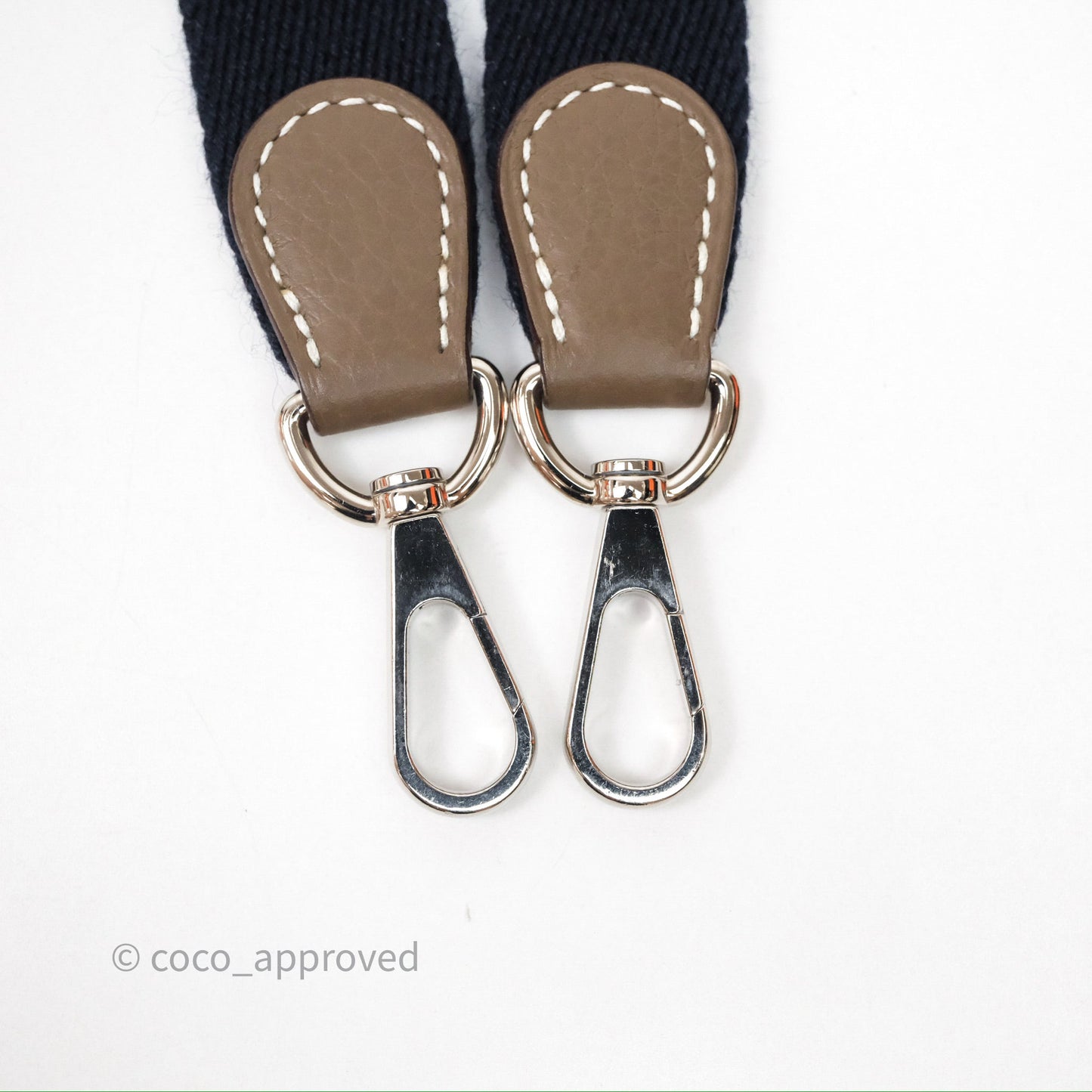 Hermès Mini Evelyne 16 Etoupe 18 Clemence Palladium Hardware with Bleu Indigo Strap