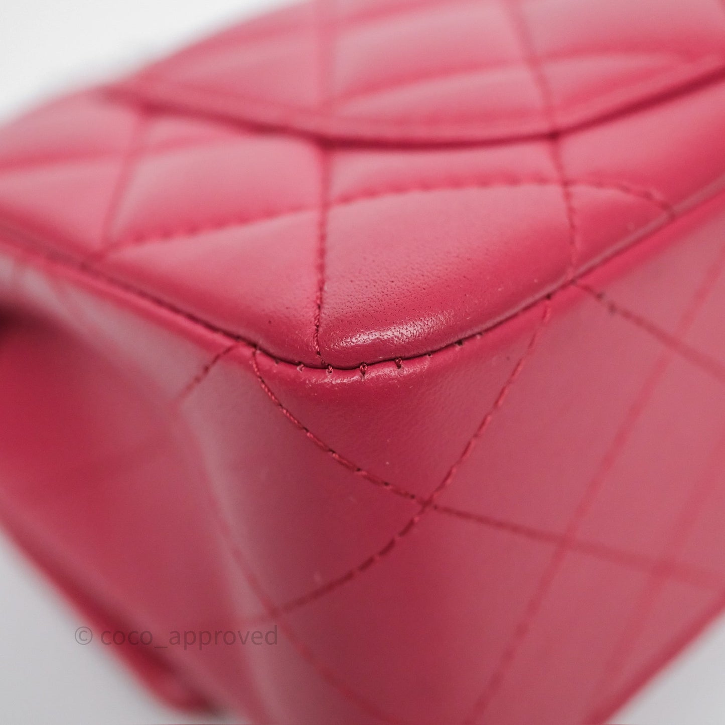 Chanel Quilted Mini Rectangular Dark Pink Lambskin Silver Hardware