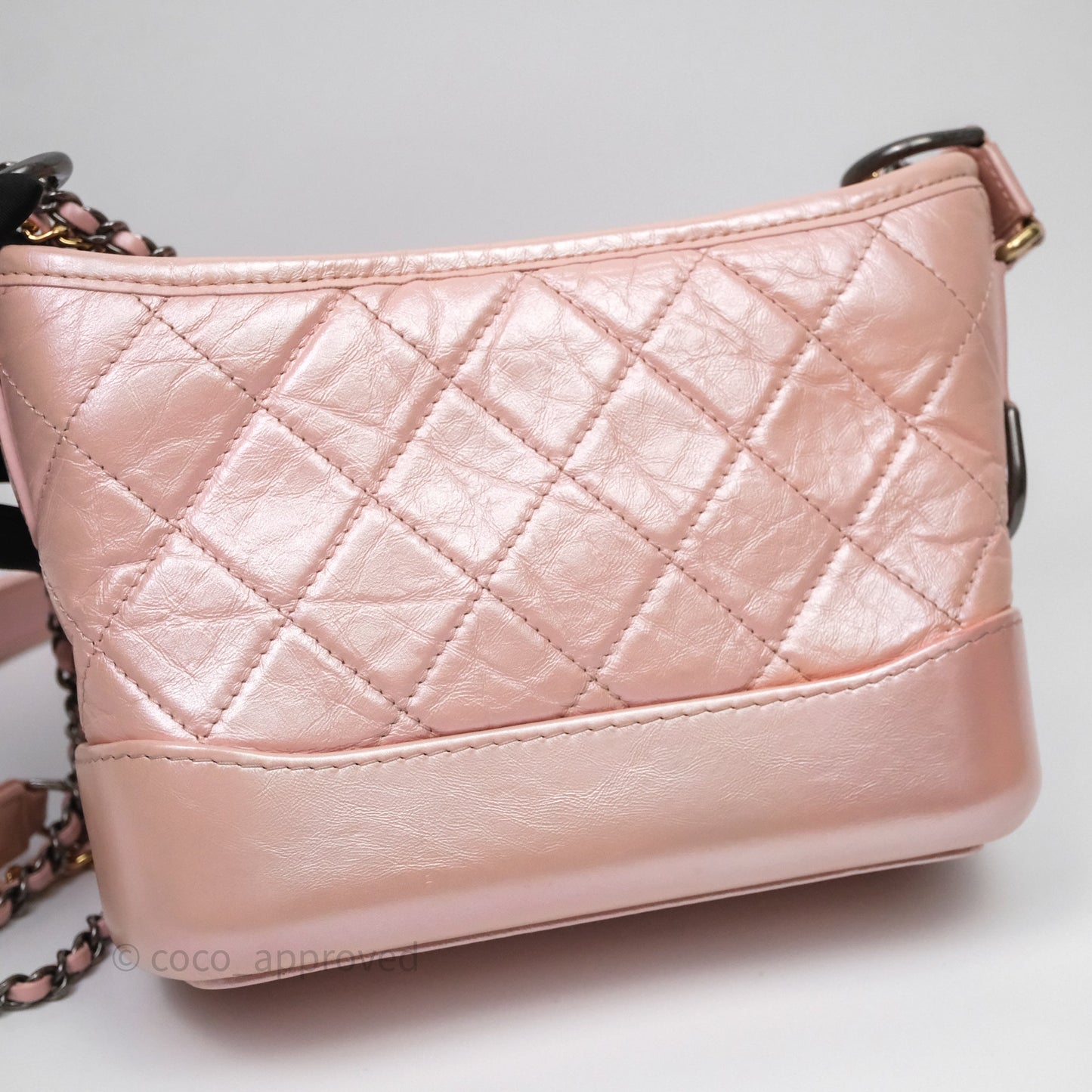Chanel Small Gabrielle Hobo Iridescent Pink Aged Calfskin Mixed Hardware
