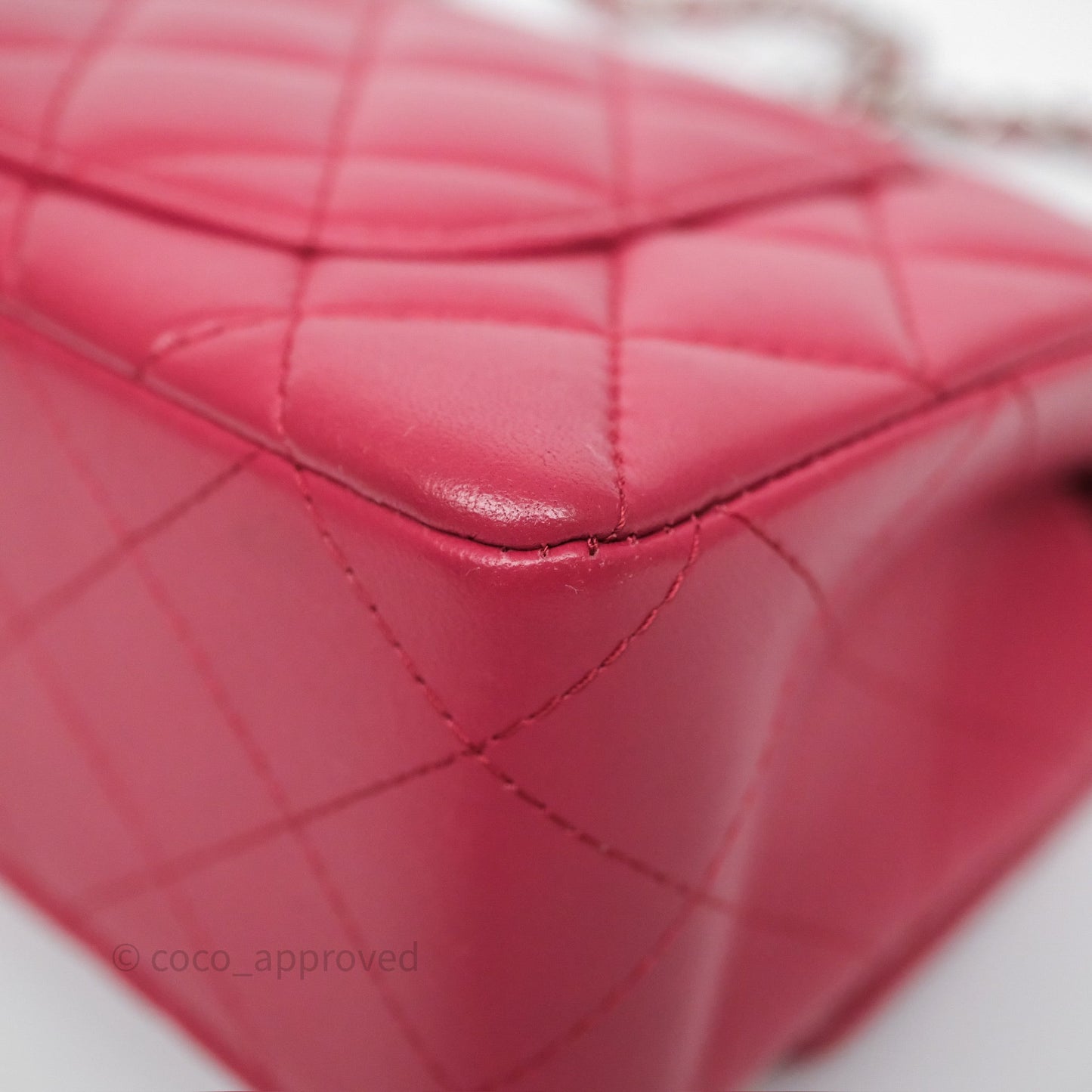 Chanel Quilted Mini Rectangular Dark Pink Lambskin Silver Hardware
