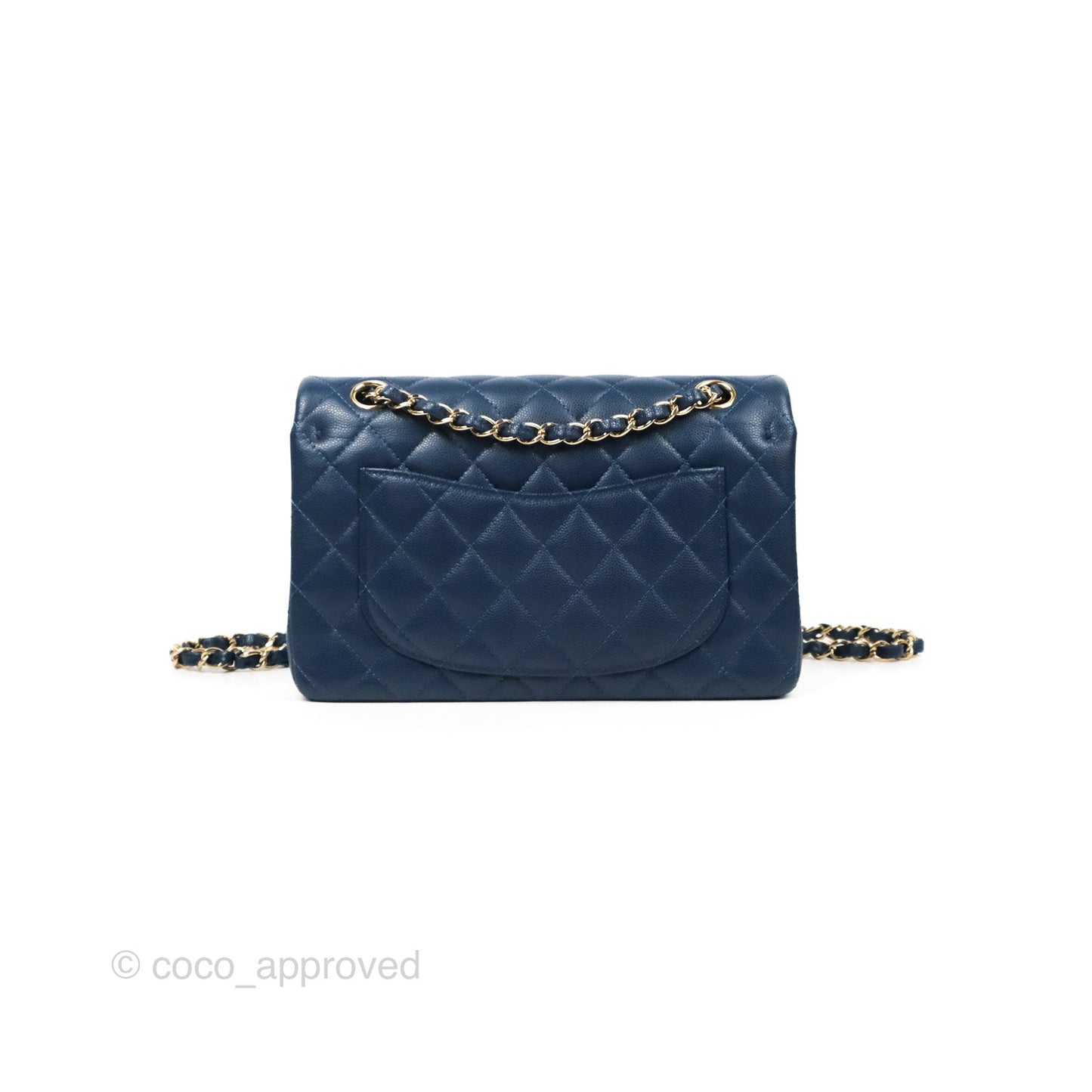 Chanel Small Classic Quilted Flap Navy Caviar Gold Hardware