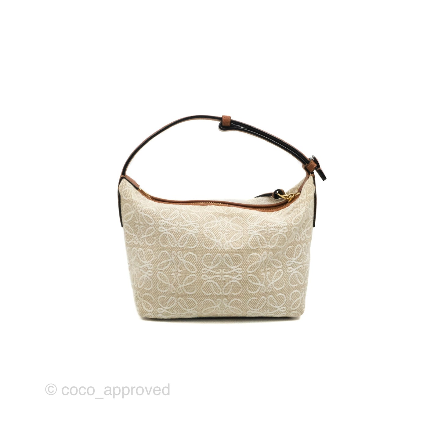 Loewe Small Cubi bag in Anagram Jacquard & Calfskin Ecru/Tan
