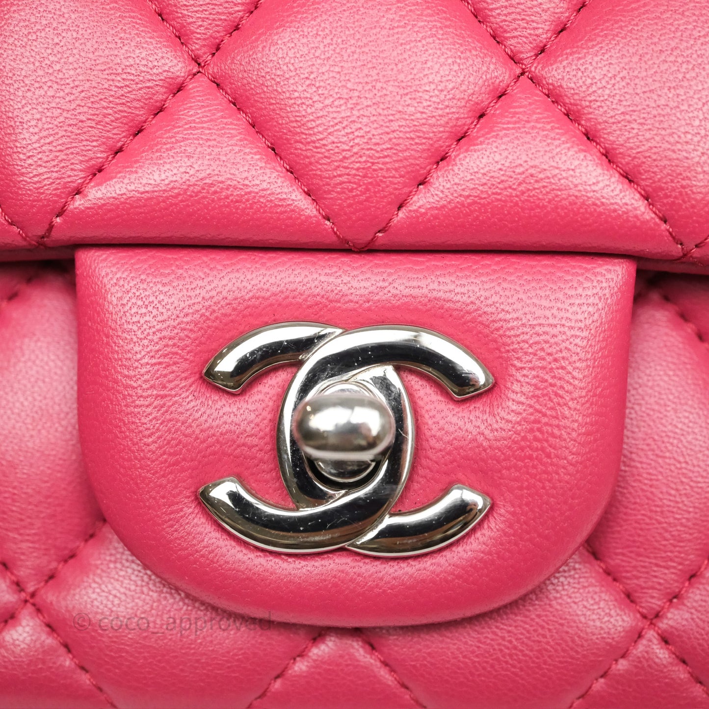 Chanel Quilted Mini Rectangular Dark Pink Lambskin Silver Hardware