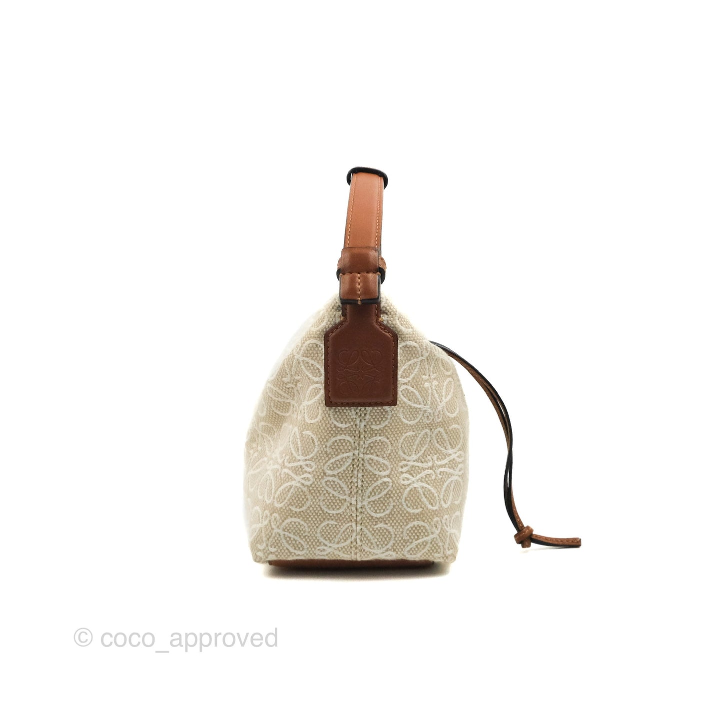 Loewe Small Cubi bag in Anagram Jacquard & Calfskin Ecru/Tan