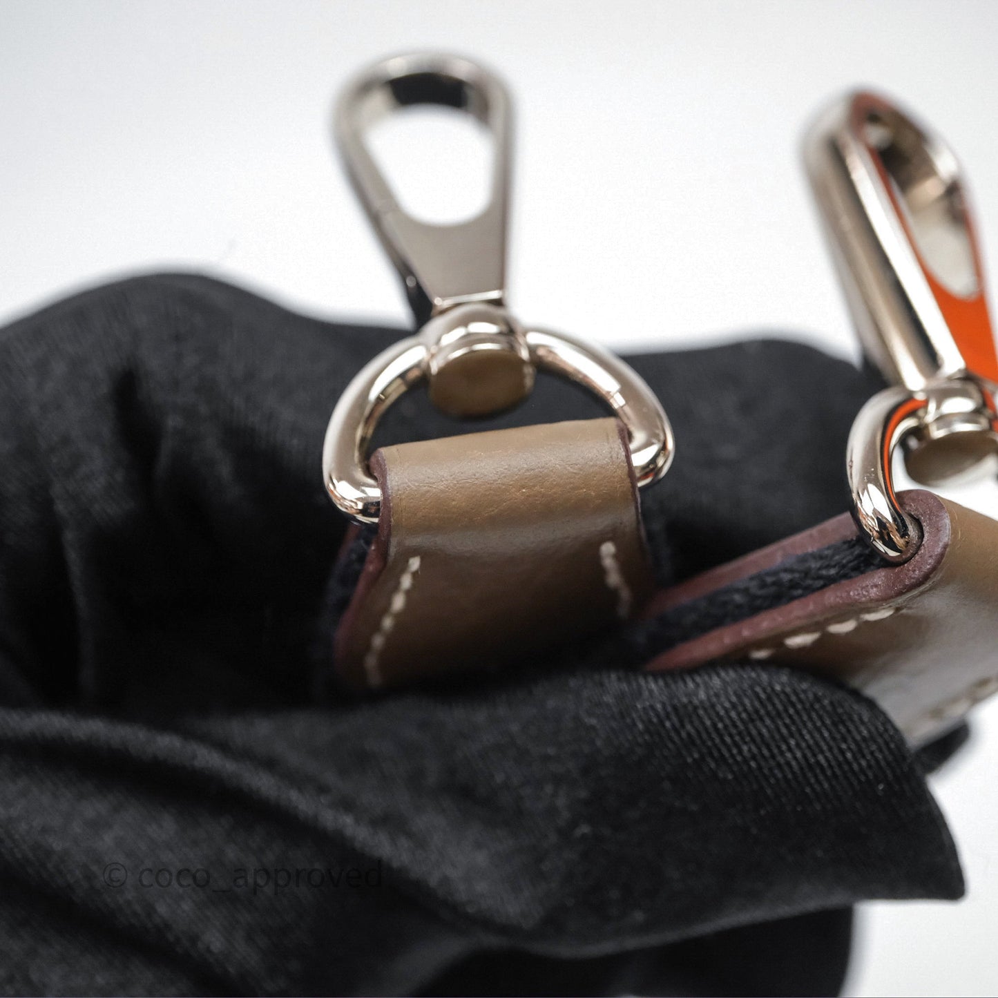 Hermès Mini Evelyne 16 Etoupe 18 Clemence Palladium Hardware with Bleu Indigo Strap