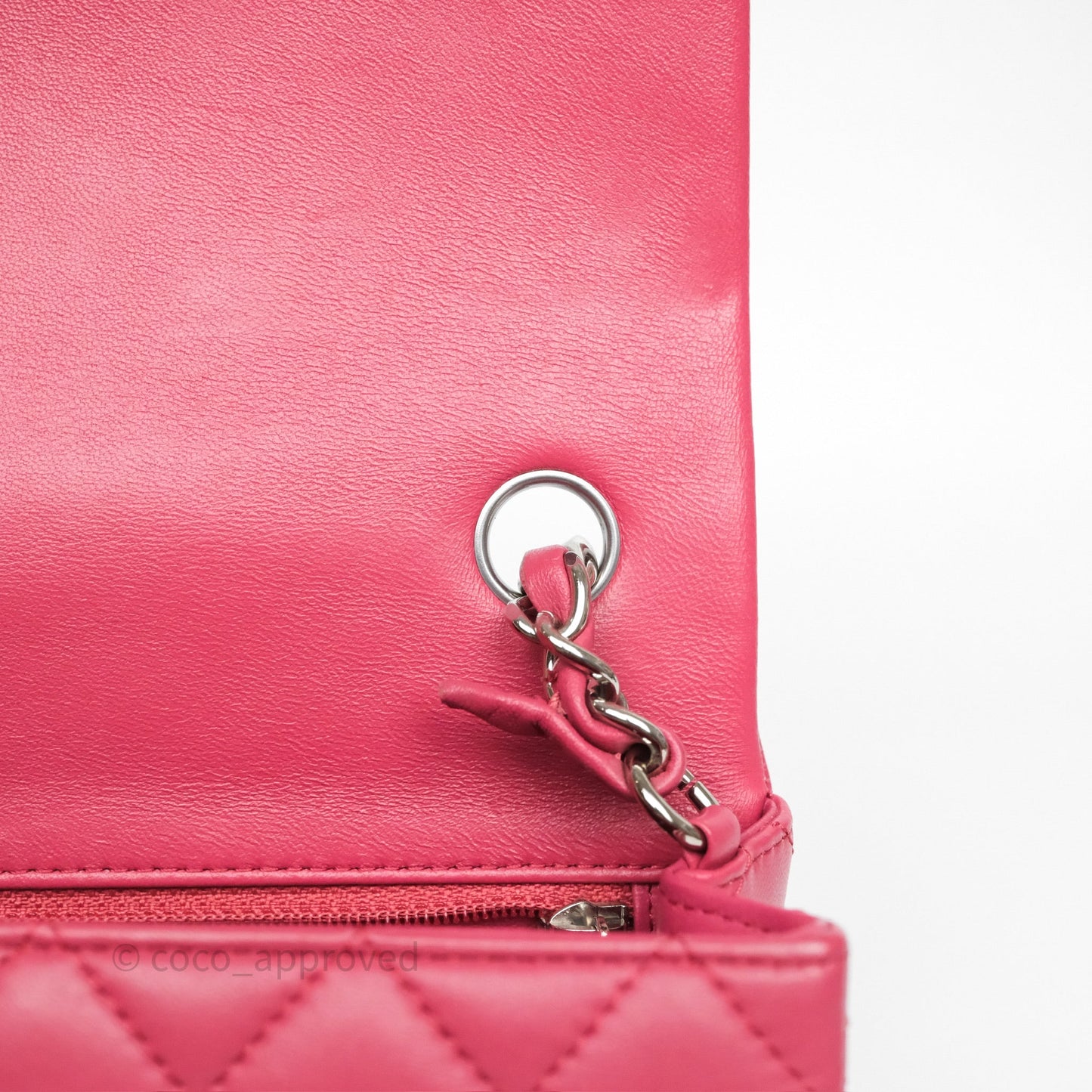 Chanel Quilted Mini Rectangular Dark Pink Lambskin Silver Hardware