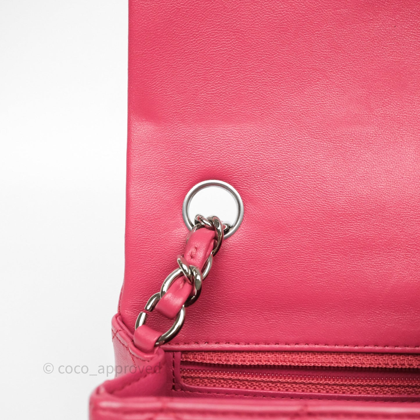Chanel Quilted Mini Rectangular Dark Pink Lambskin Silver Hardware