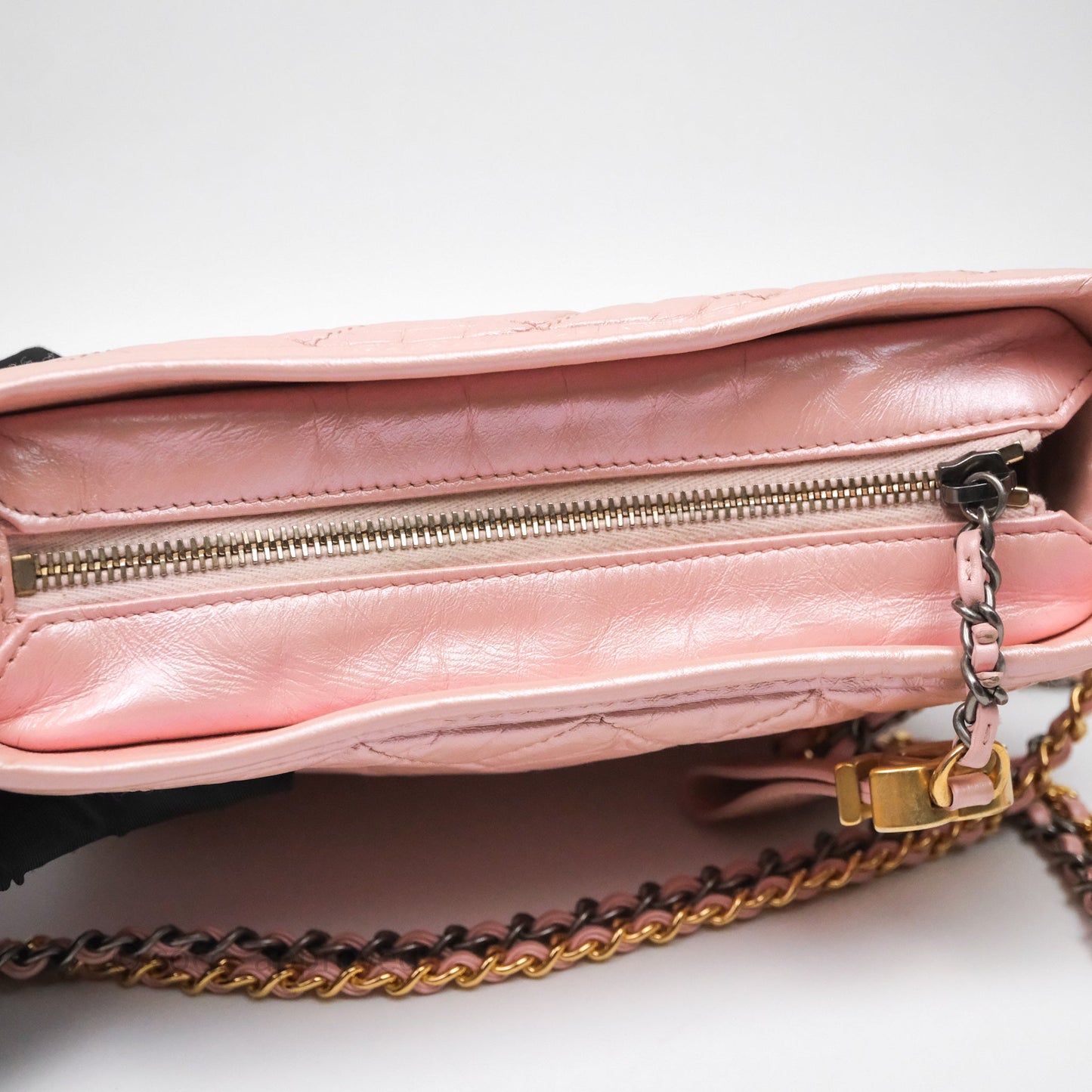 Chanel Small Gabrielle Hobo Iridescent Pink Aged Calfskin Mixed Hardware