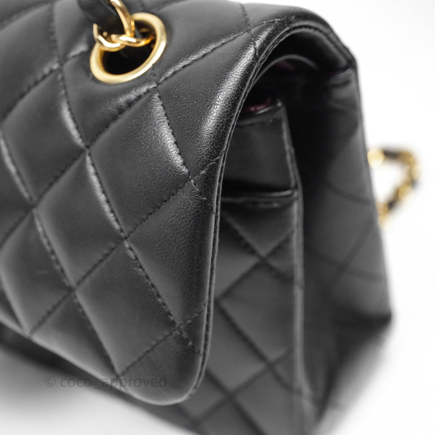 Chanel Small Classic Flap Quilted Black Lambskin Gold Hardware