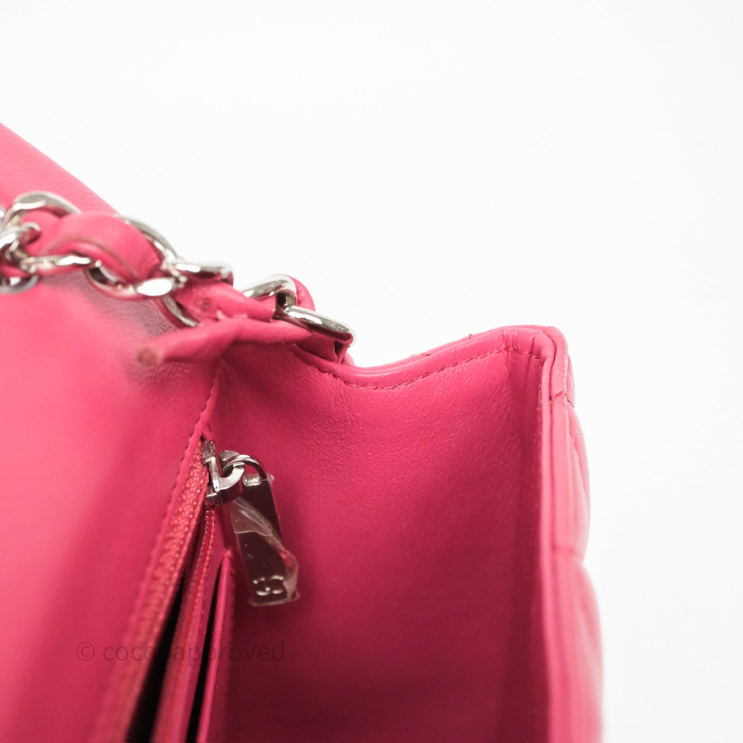 Chanel Quilted Mini Rectangular Dark Pink Lambskin Silver Hardware